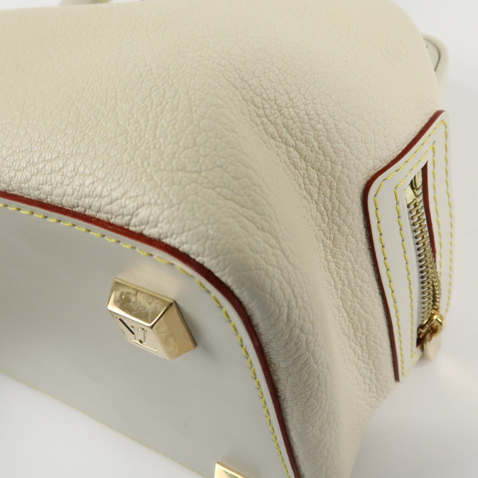 Louis Vuitton Suhari Leather PM Blanc Ivory Gold Hardware M91811 Used
