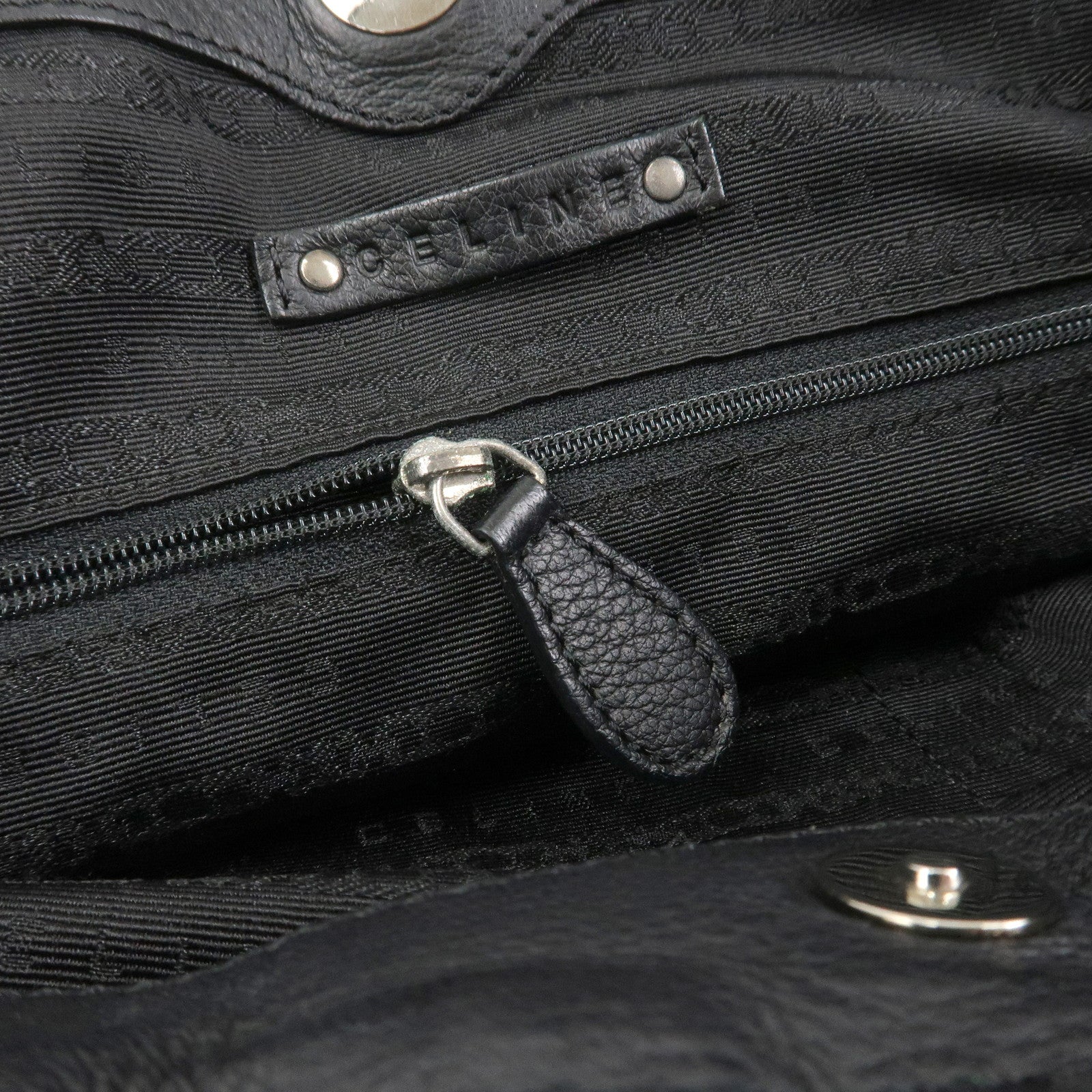 CELINE Macadam Leather Pillow Small 2Way Hand Shoulder Bag Black