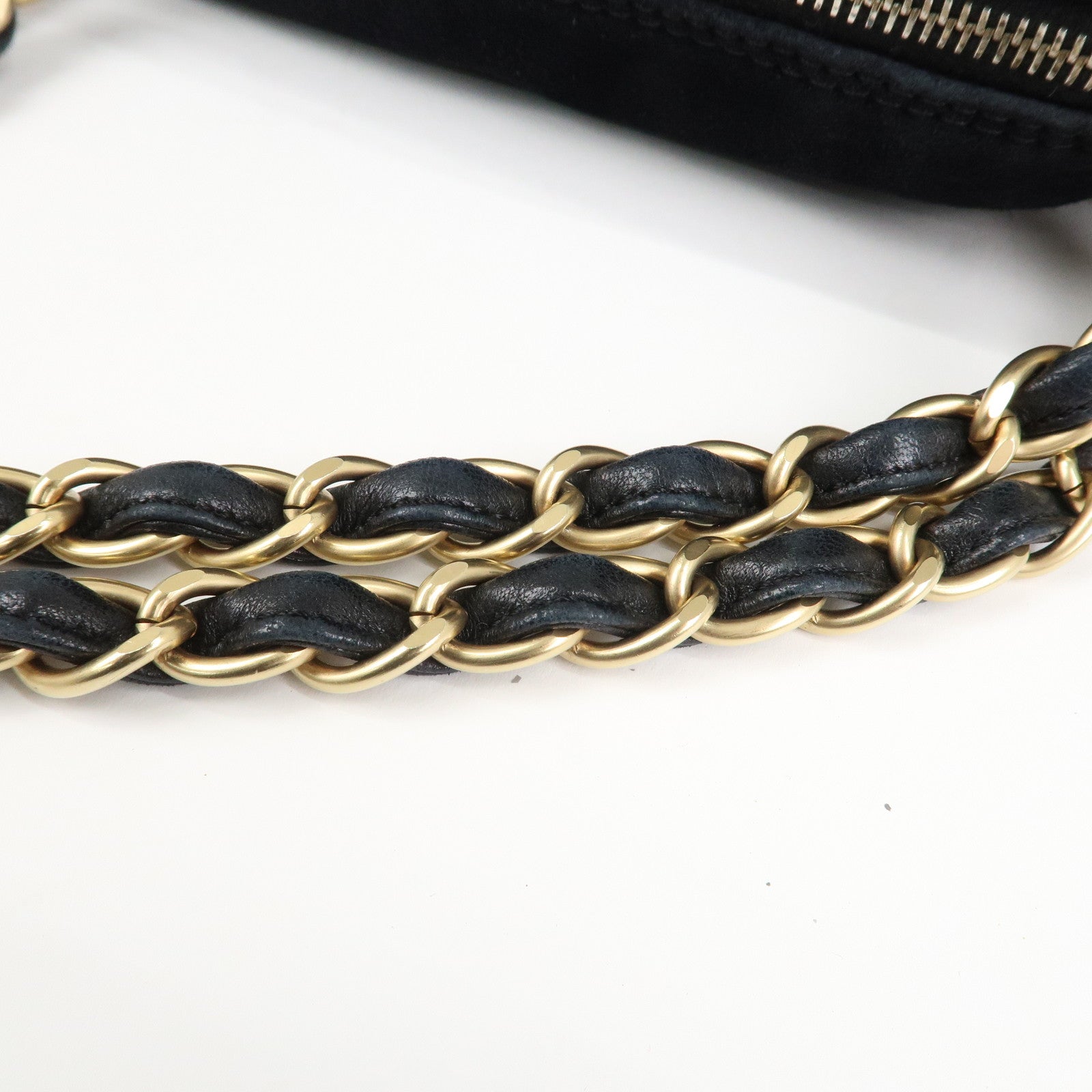 CHANEL COCO Mark Suede Leather Chain Shoulder Bag Black