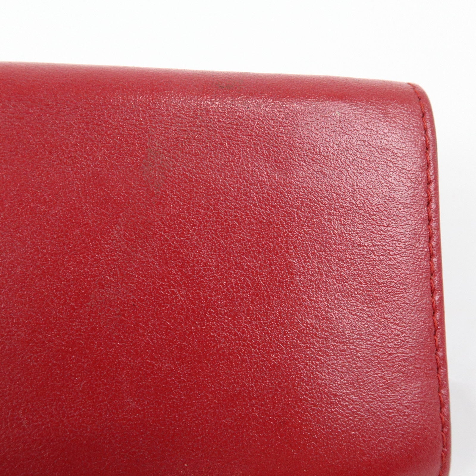 FENDI Peekaboo Leather Compact Trifold Wallet Red 8M0445