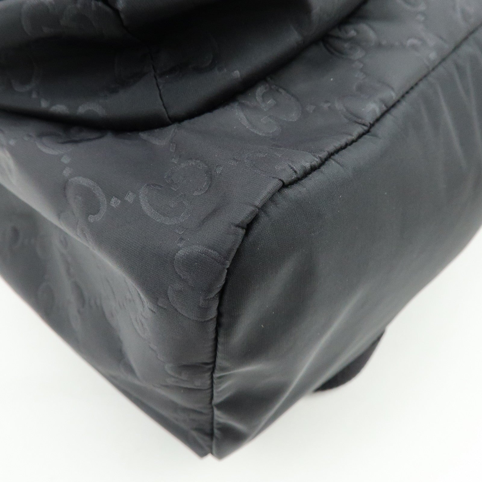 GUCCI GG Nylon Leather Backpack Ruck Sack Black 406361