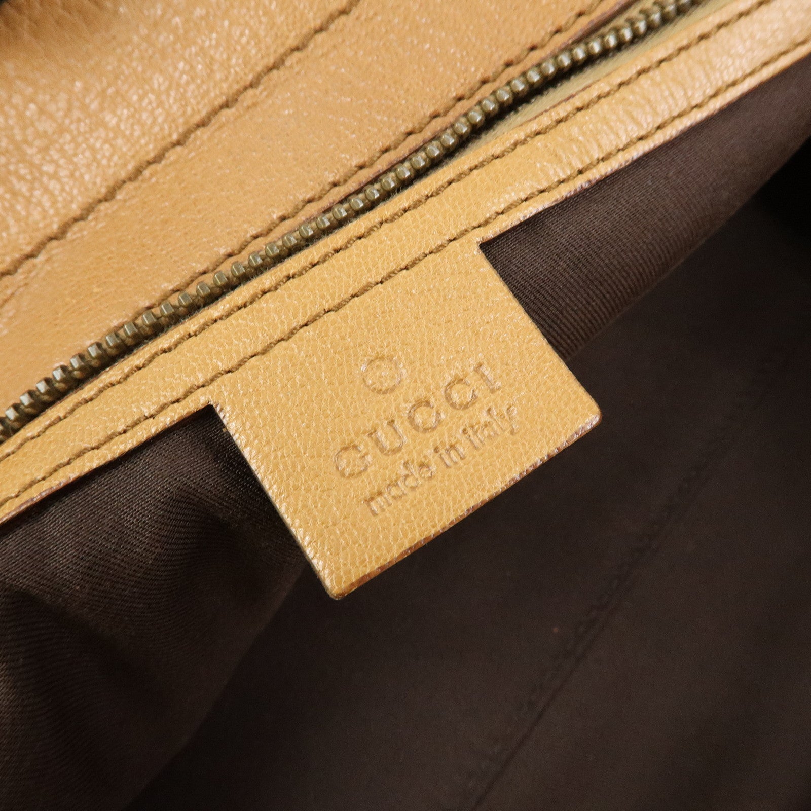 GUCCI Interlocking G Leather Blondie Studs Hand Bag Brown 121551