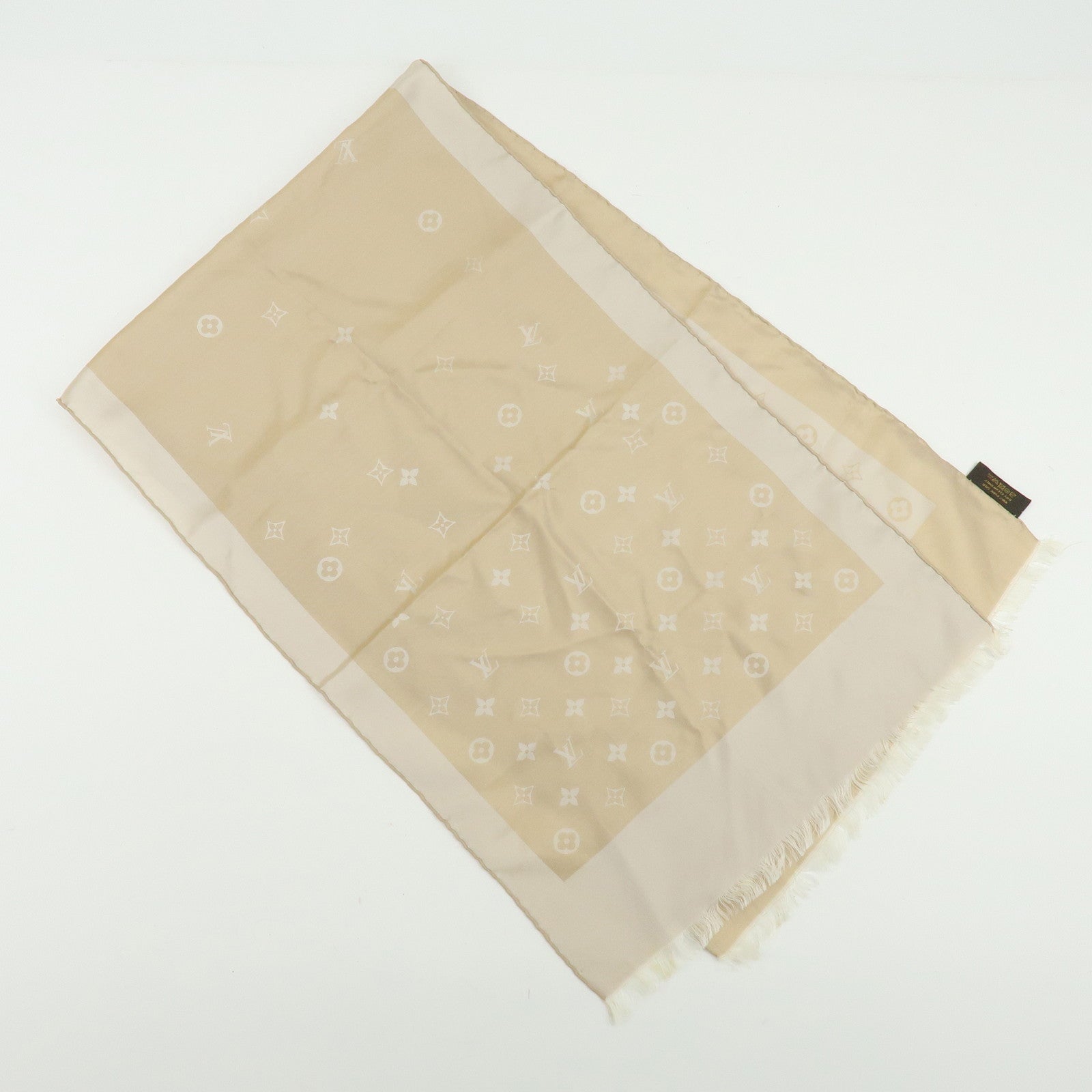 Louis Vuitton Monogram Echarpe Capri Silk 100% Scarf Beige M71051