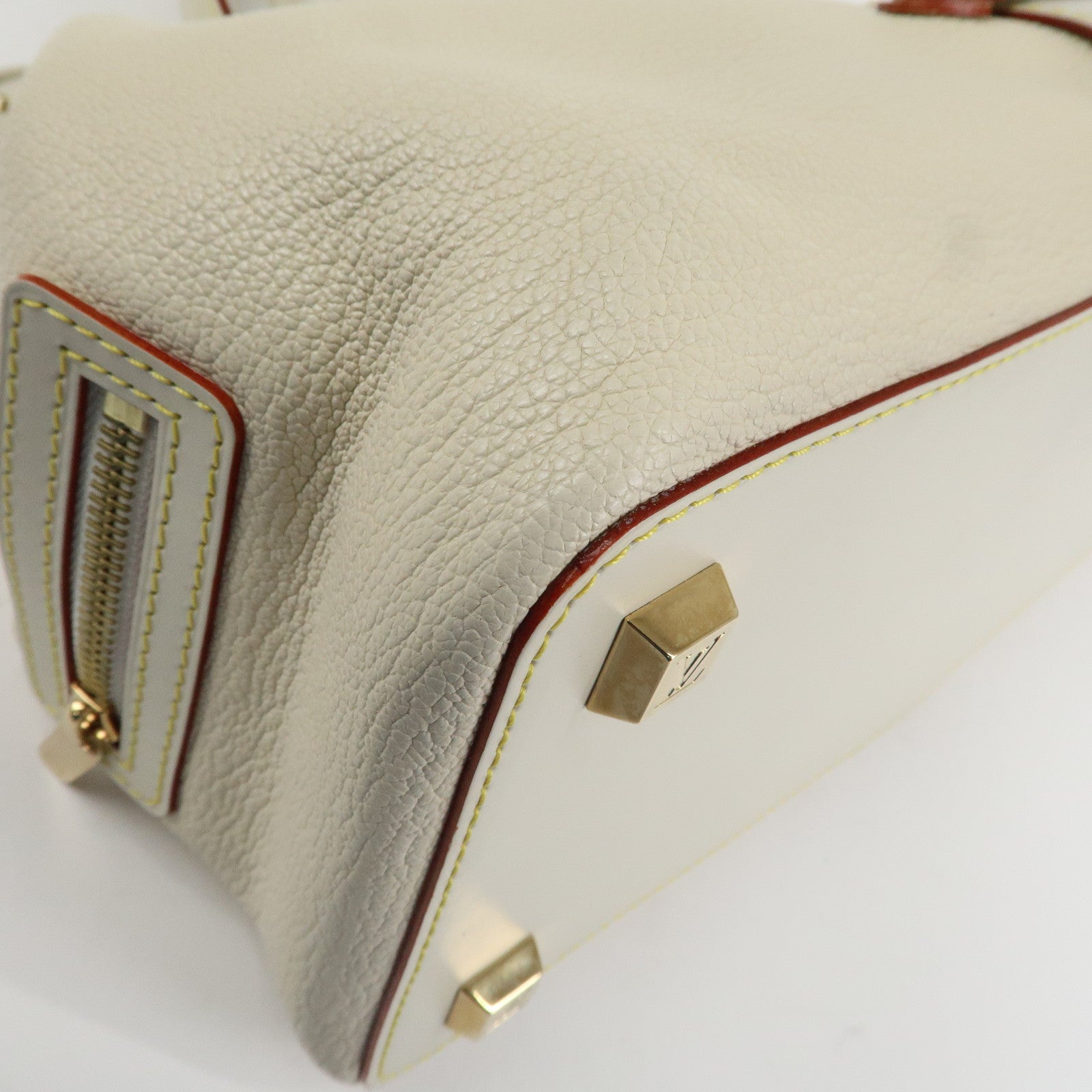 Louis Vuitton Suhari Leather PM Blanc Ivory Gold Hardware M91811 Used