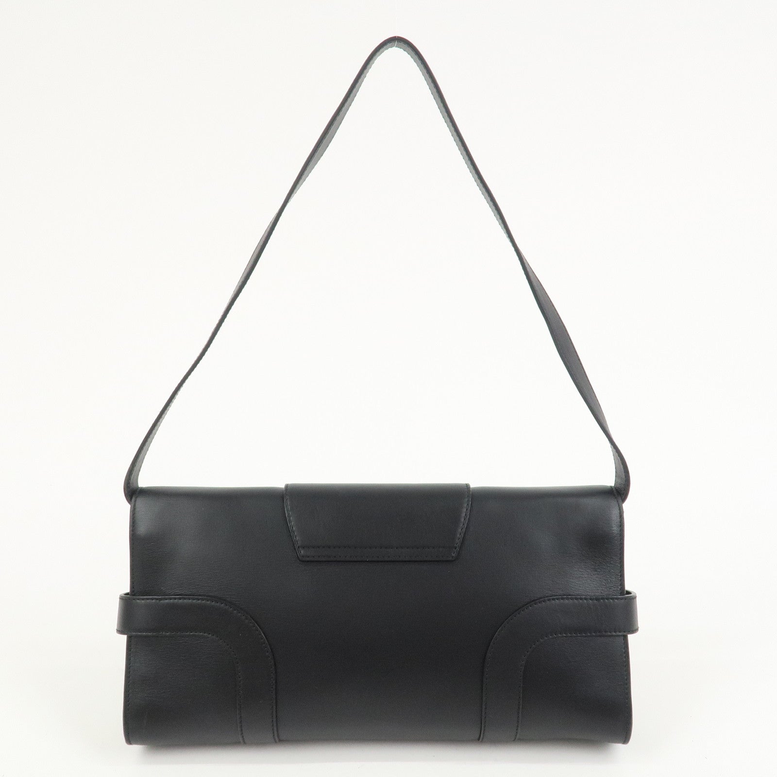 Ferragamo Gancini Leather 2Way Bag Hand Bag Shoulder Bag Black