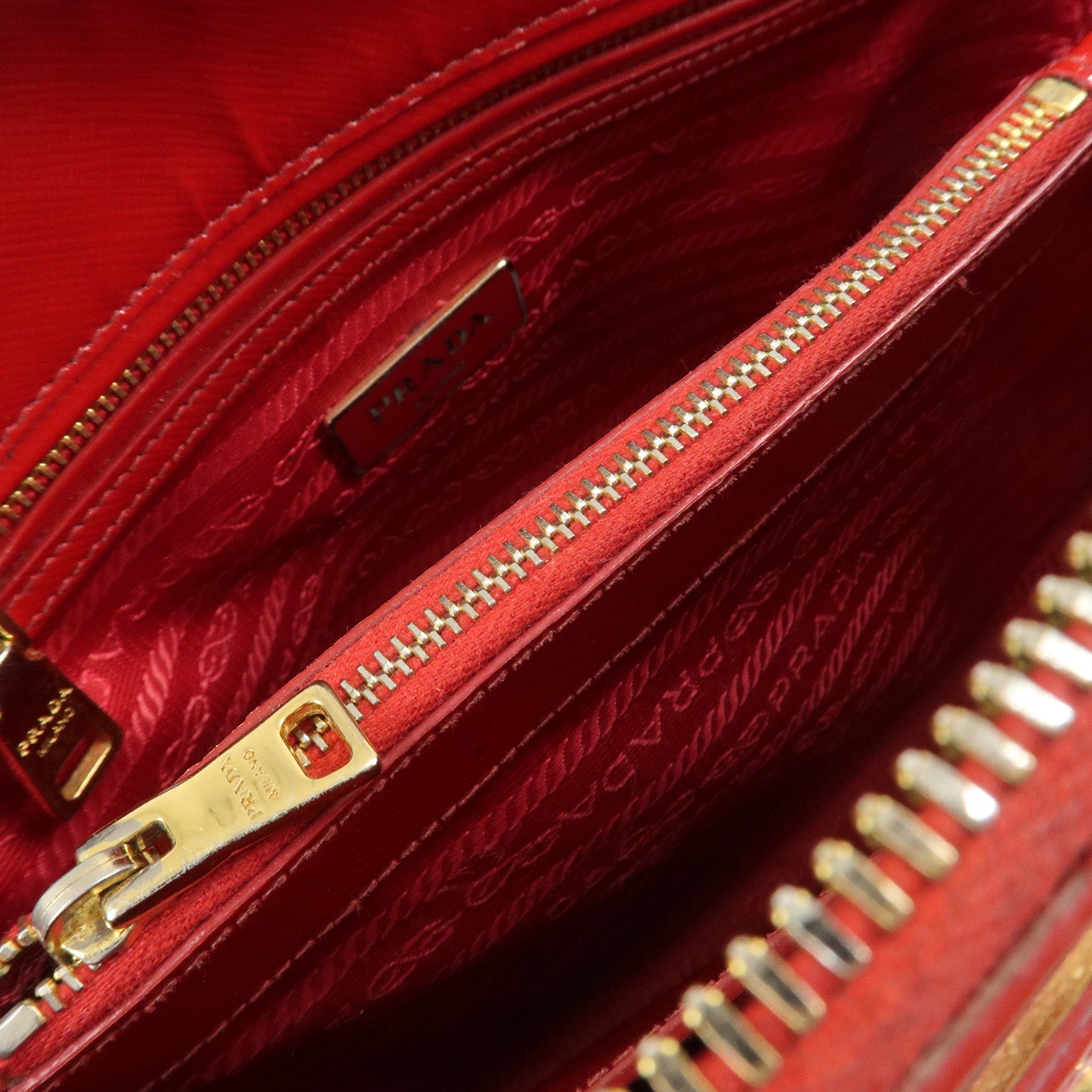 PRADA Promenade Small Leather 2Way Hand Shoulder Bag Red BL0838