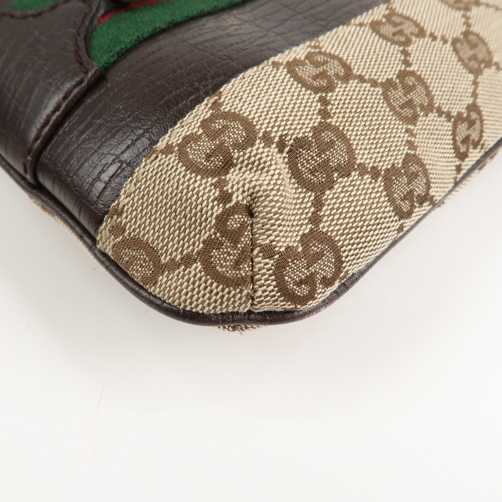 GUCCI Horsebit Sherry GG Canvas Leather Shoulder Bag Brown 17004