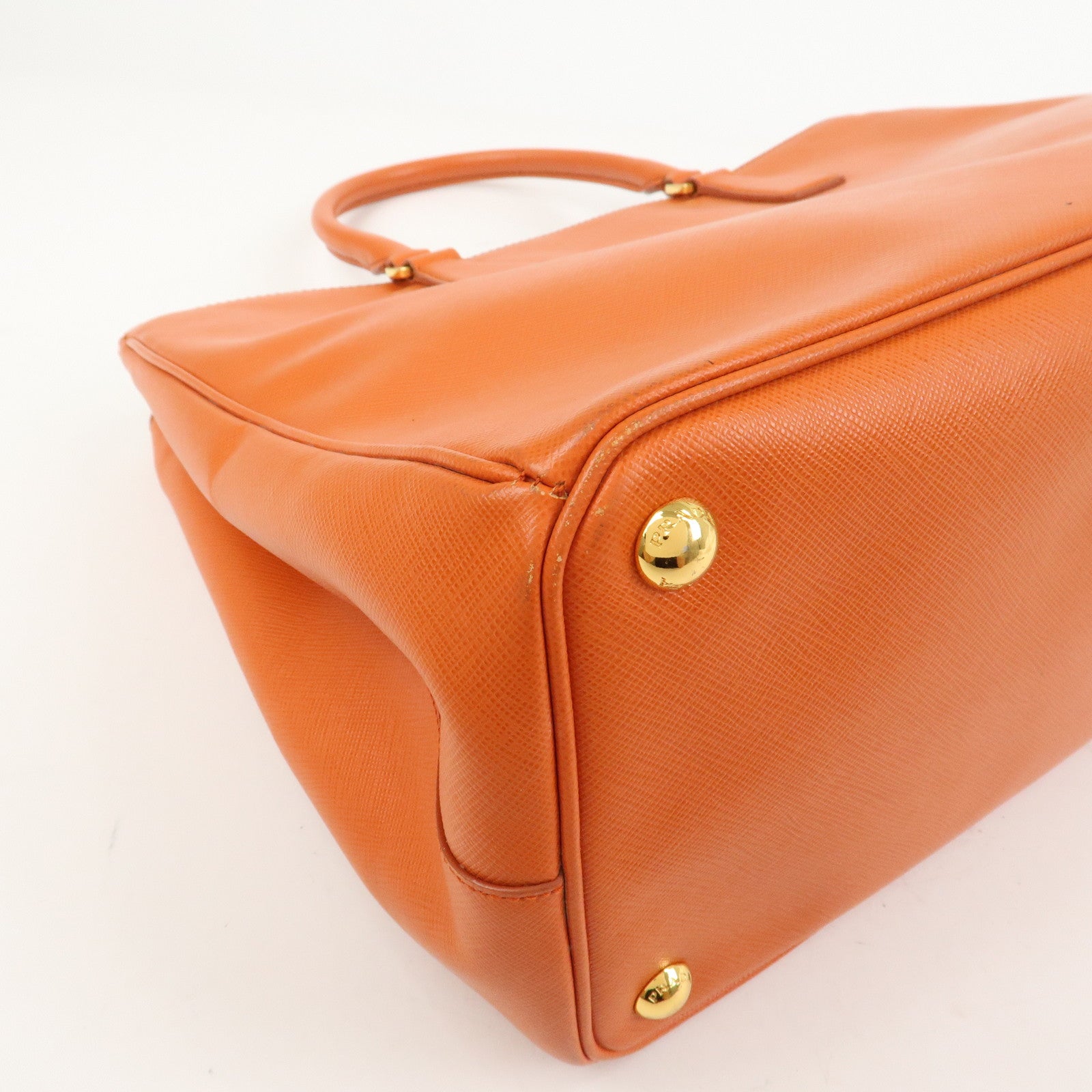 PRADA Triangle Logo Galleria 2Way Bag Hand Bag Orange BN1786