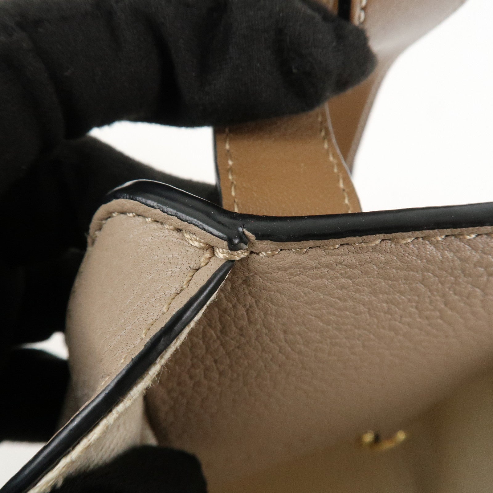 LOEWE Anagram Leather Hammock Small Shoulder Bag Greige Used