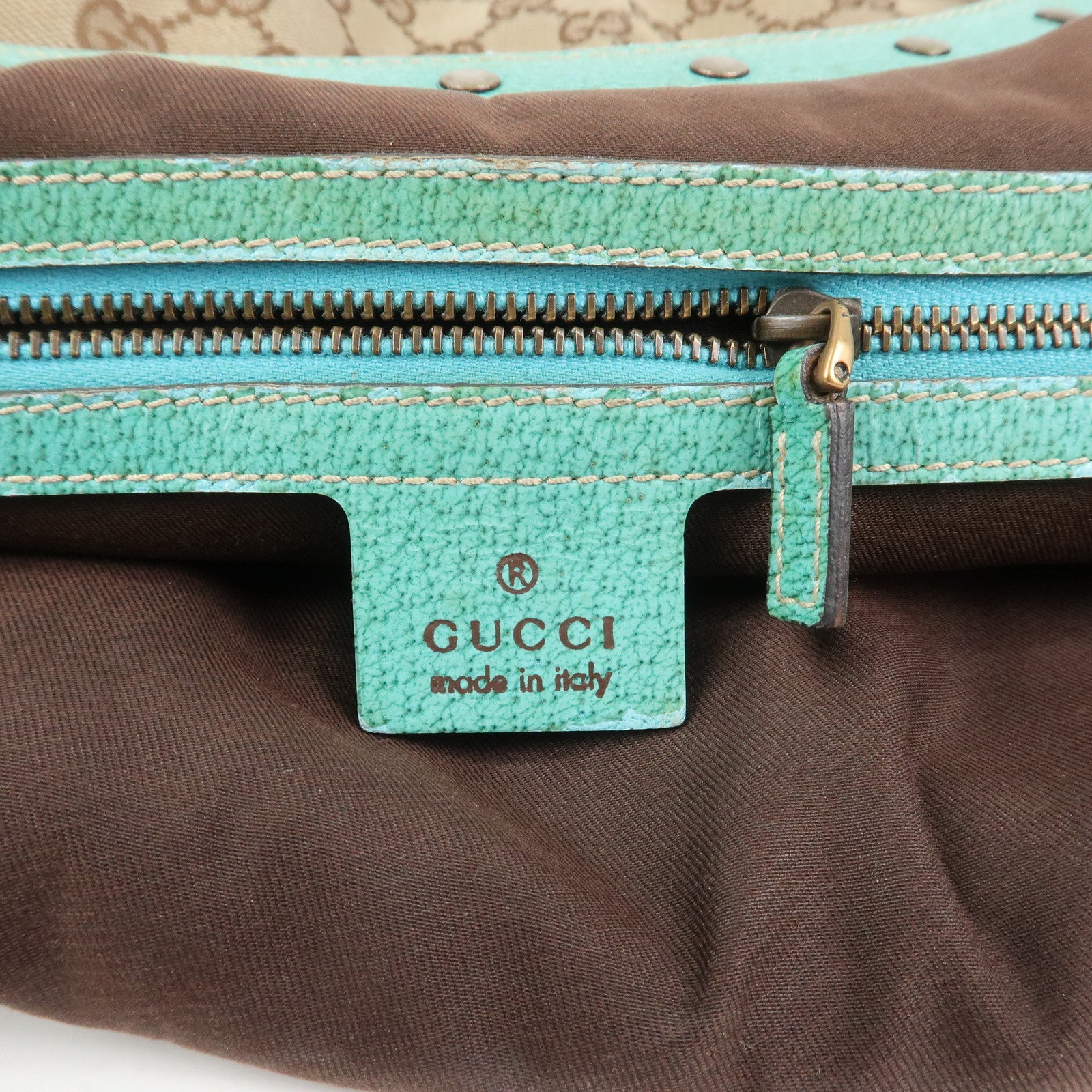 GUCCI Bamboo GG Canvas Leather Shoulder Bag Hand Bag Beige 124293