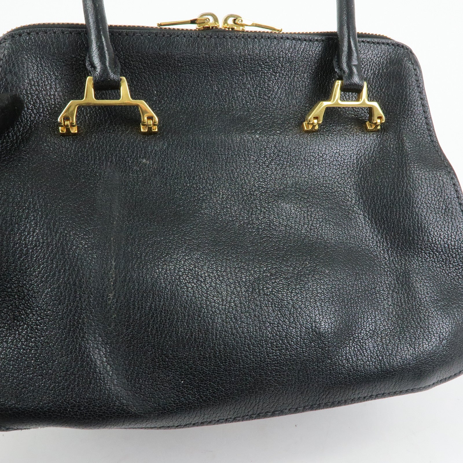 MIU MIU Madras Leather 2Way Bag Hand Bag Shoulder Bag Black