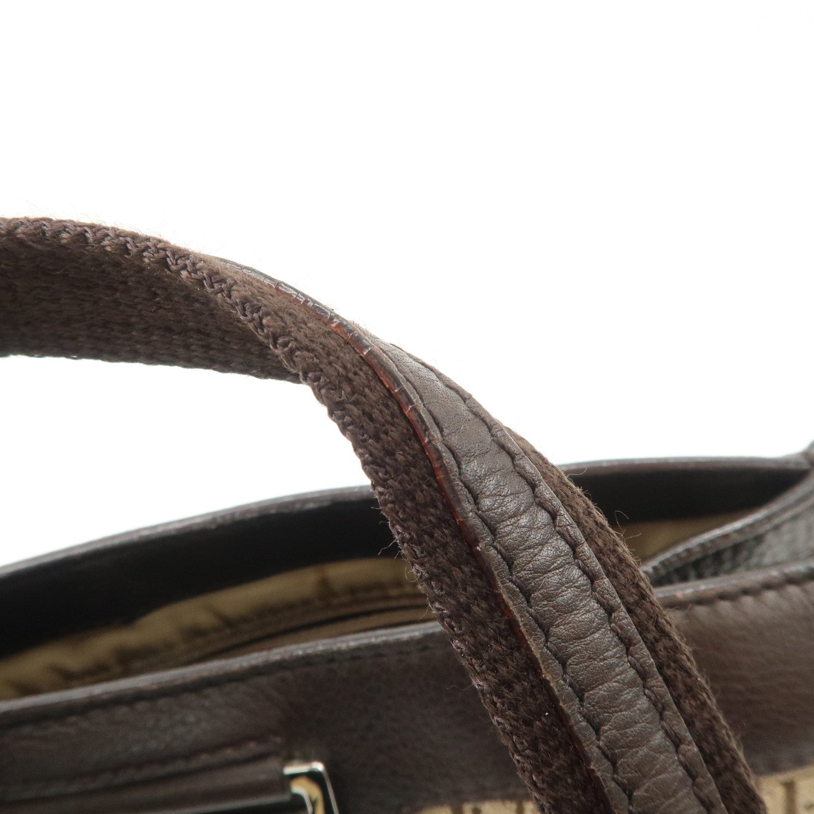 Christian Dior Trotter Leather Canvas Hand Bag Brown Used