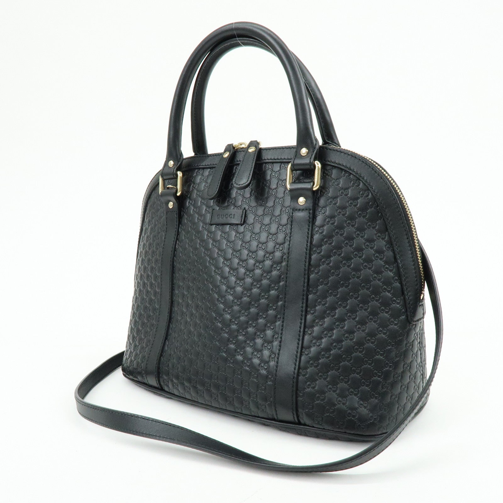 GUCCI Micro Guccissima Leather 2WAY Hand Shoulder Bag Black 449663