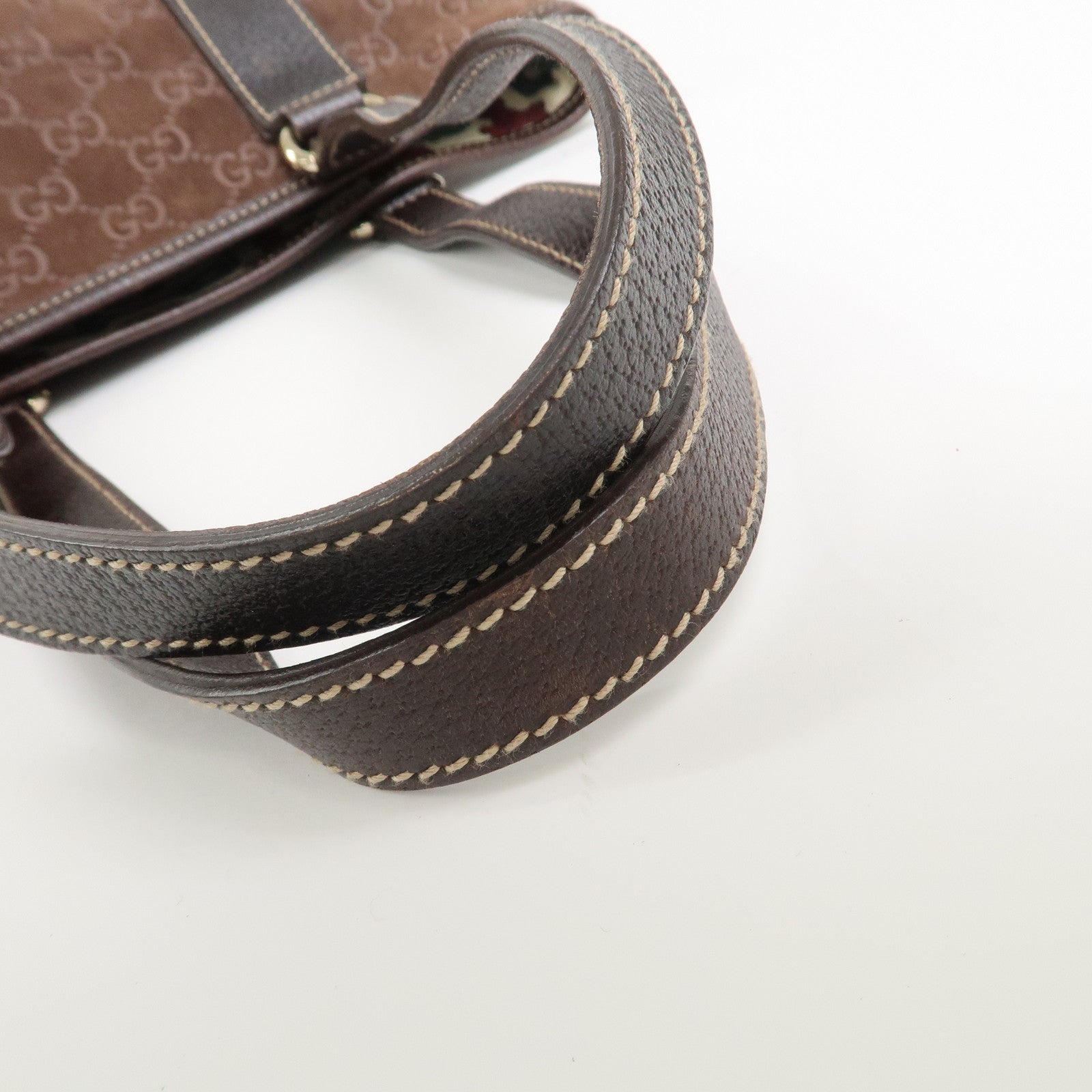 GUCCI GG Monogram Suede Leather Tote Bag Brown 153361