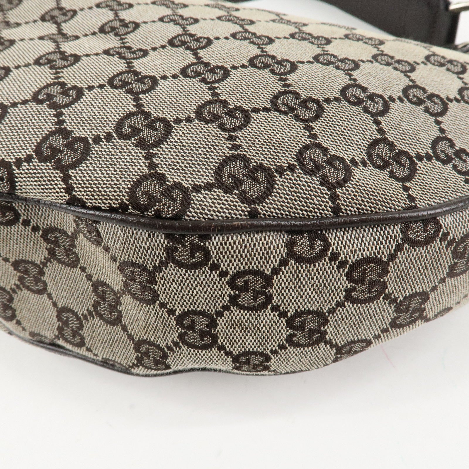 GUCCI GG Canvas Leather Shoulder Bag Hand Bag Brown 257297 Used