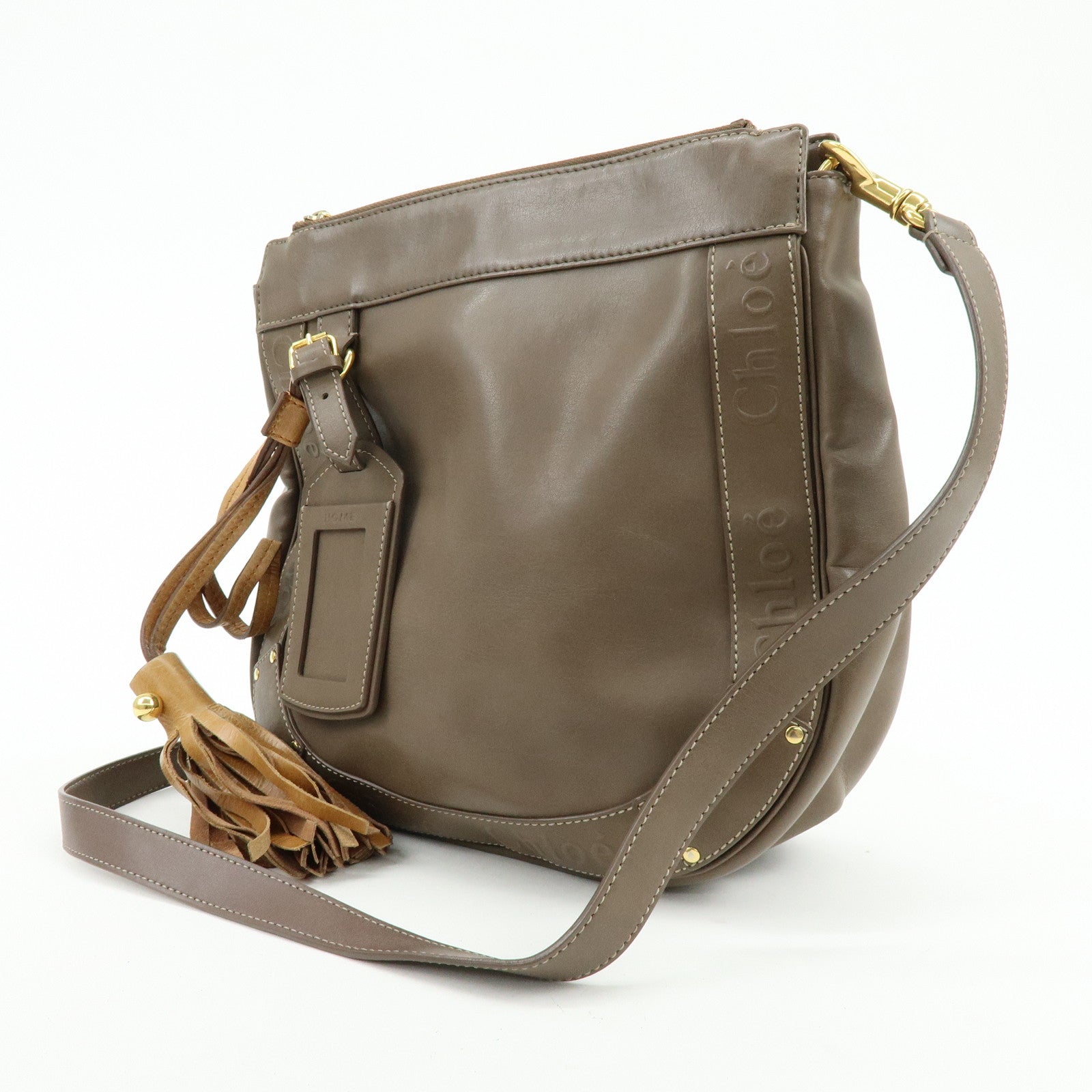 Chloe Eden Leather Shoulder Bag Crossbody Bag Tassel Brown