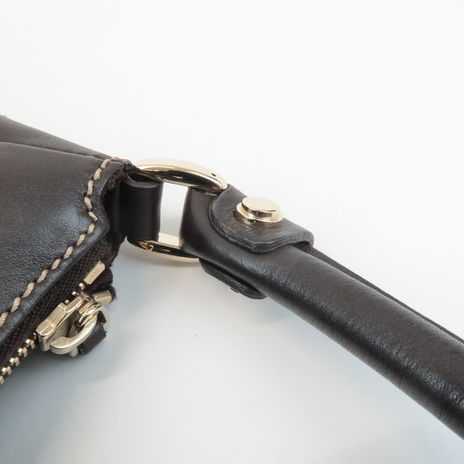 GUCCI Abbey GG Canvas Leather Shoulder Bag Hand Bag Beige Brown 189833 Used