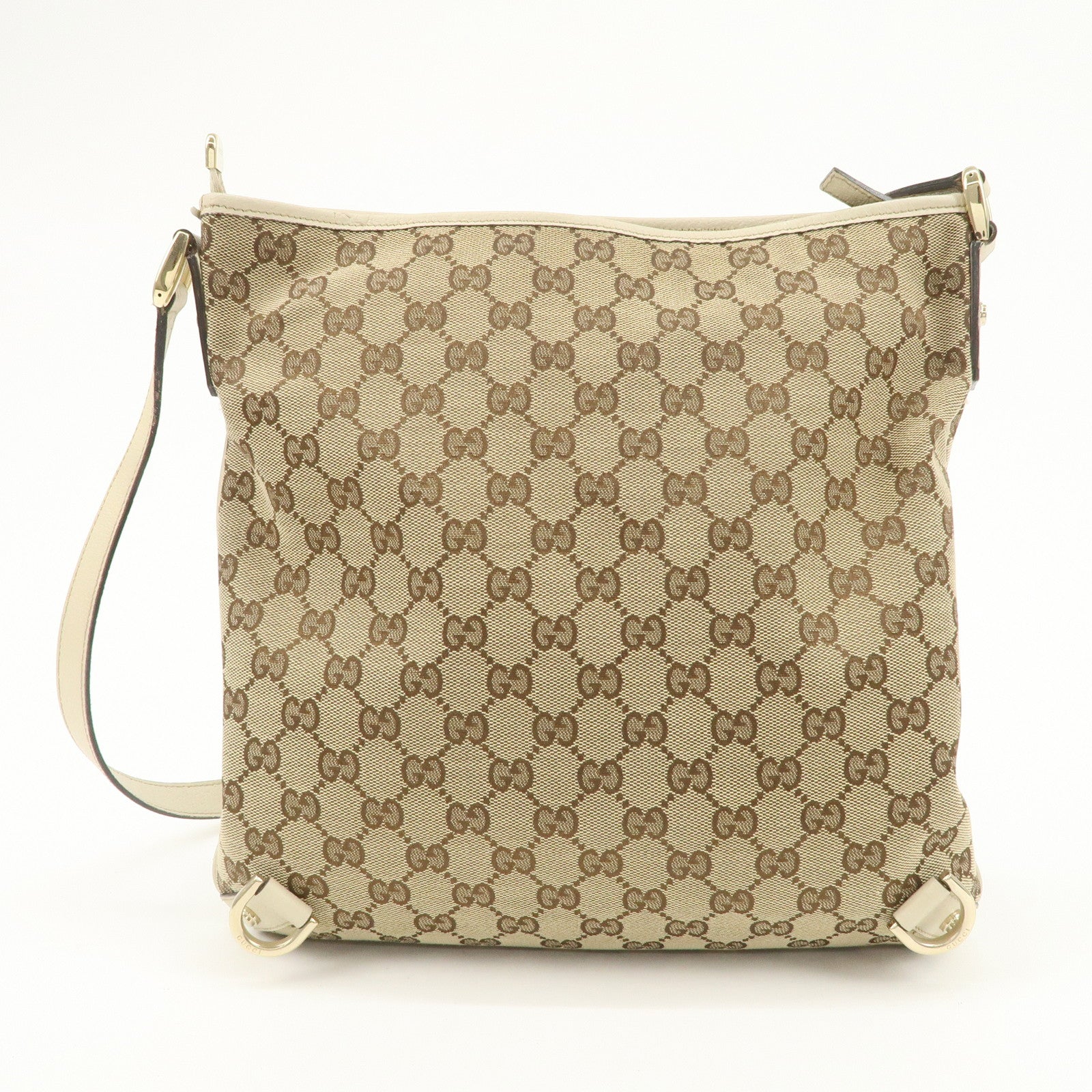 GUCCI Abbey GG Canvas Leather Shoulder Bag Beige Ivory 131326