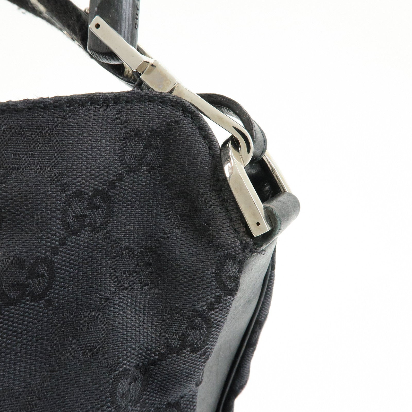GUCCI Bamboo Sherry GG Canvas 2Way Bag Shoulder Bag Black 001・4058