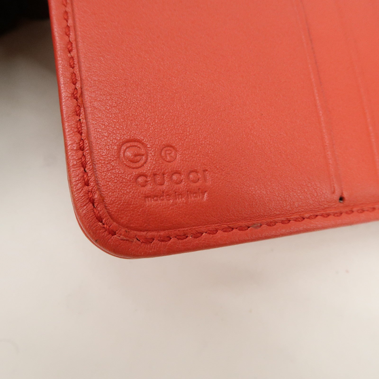 GUCCI Guccissima Leather Bi-fold Compact Wallet Red 346056