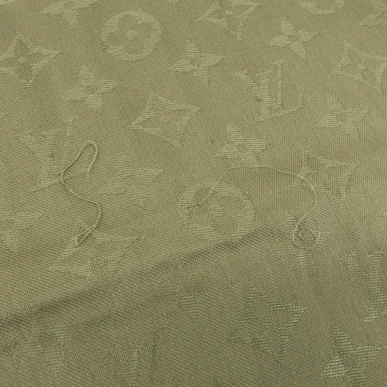 Louis Vuitton Monogram Silk Wool Scarf Shawl Khaki M72238