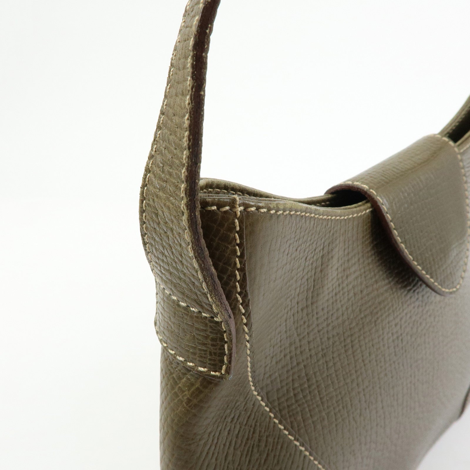 LOEWE Logo Leather Shoulder Bag Crossbody Bag Khaki Green