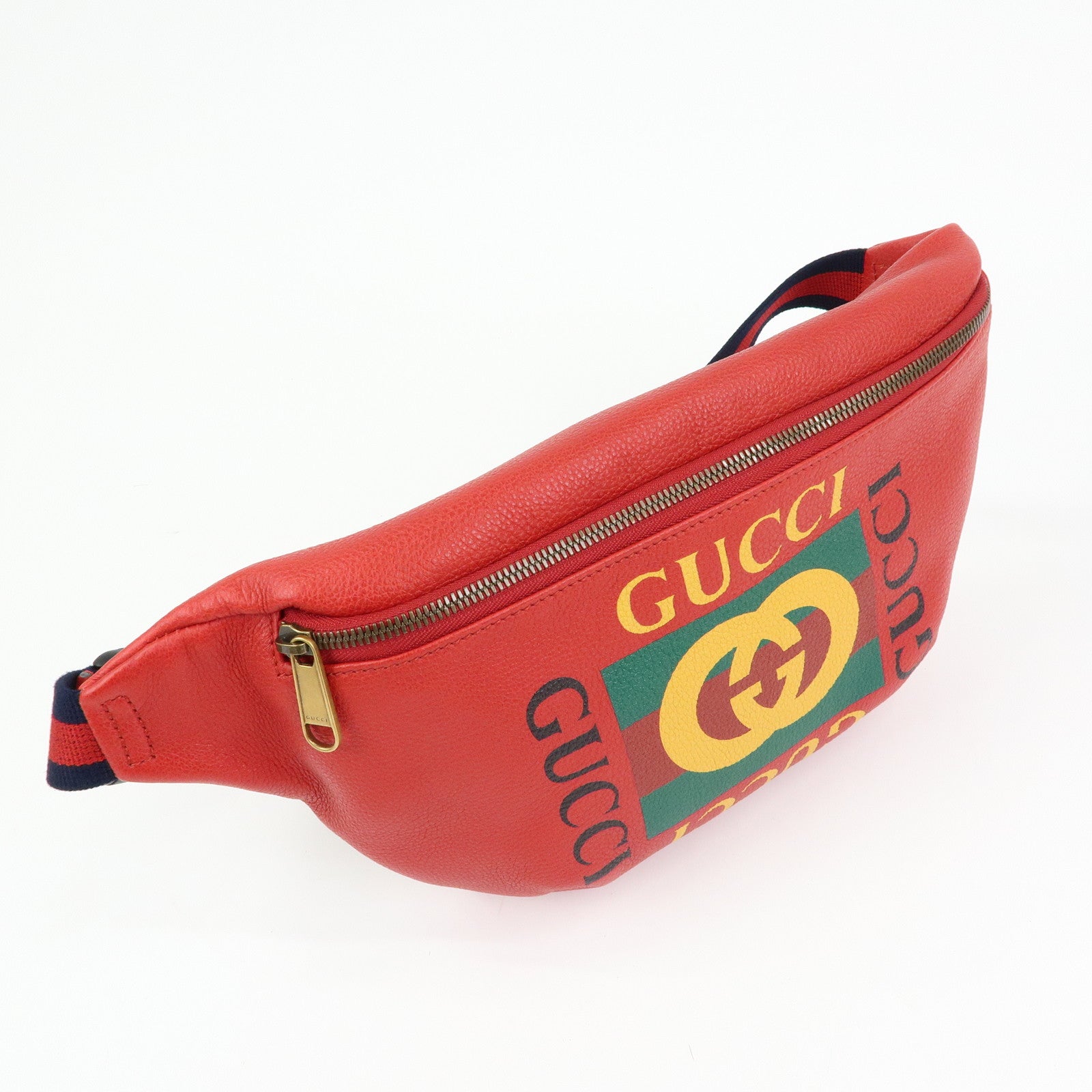 GUCCI Sherry Leather Waist Bag Crossbody Bag Red 530412