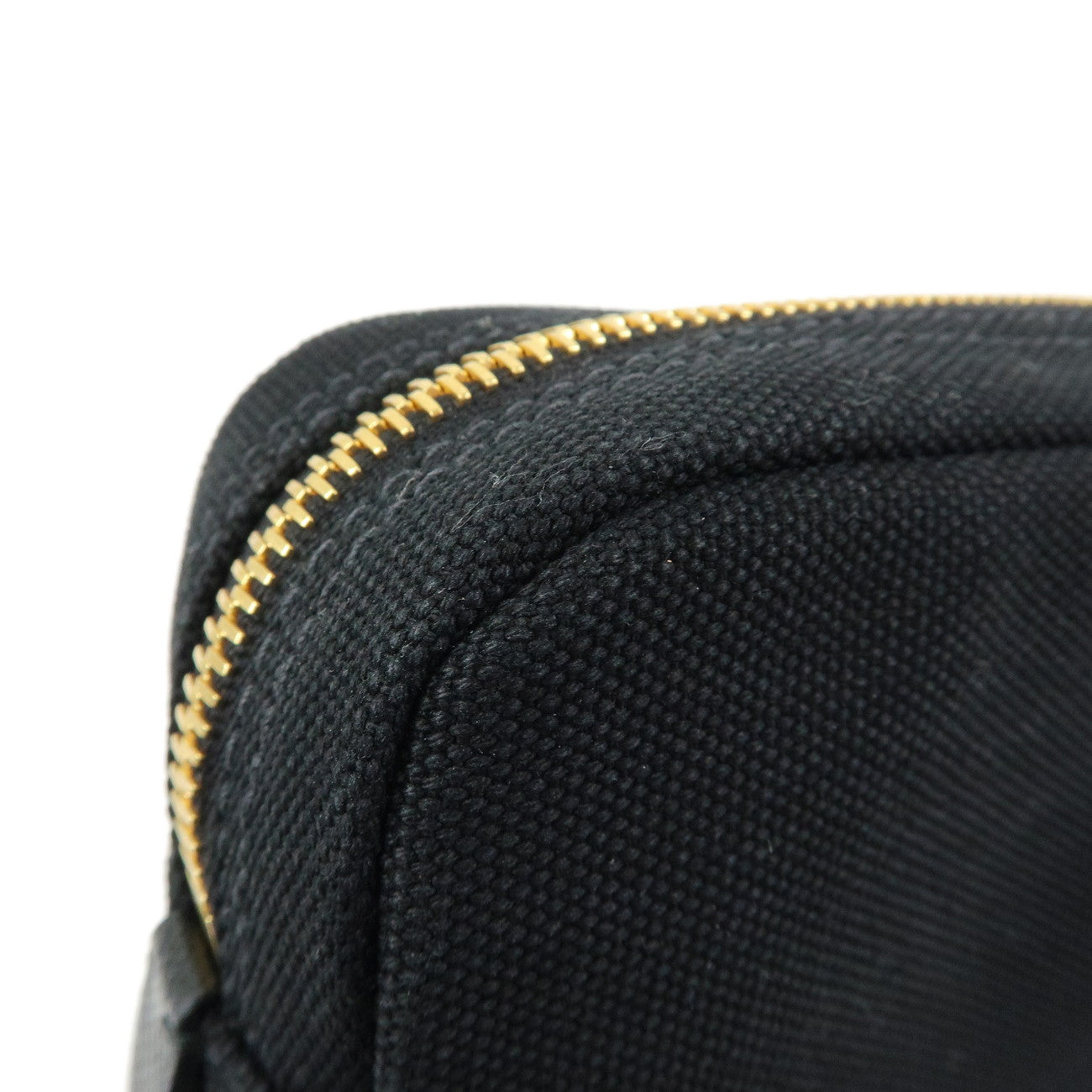 PRADA Logo Canapa Canvas Cosmetic Pouch Black 1NA021