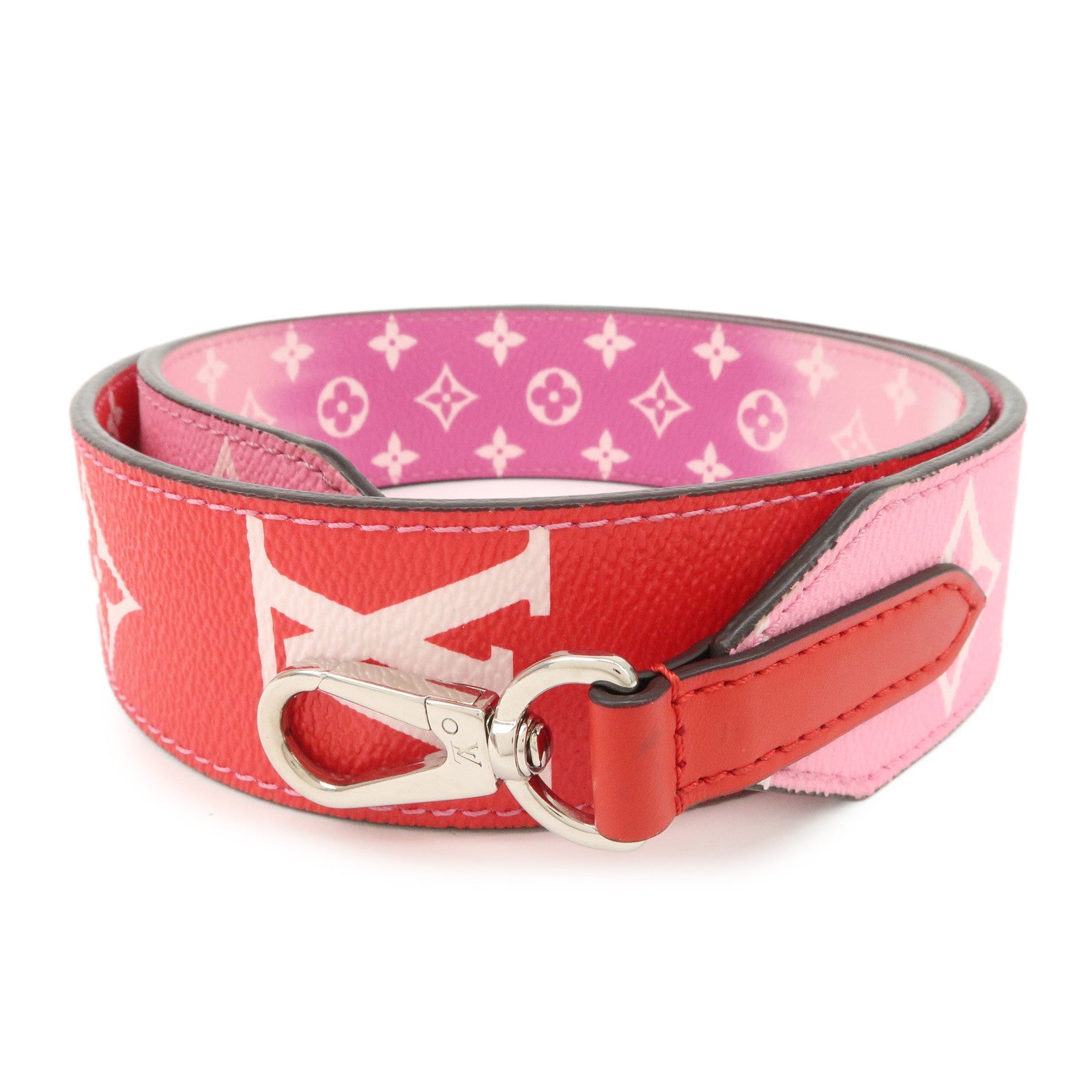 Louis Vuitton LV Escale Leather Shoulder Strap 100cm Pink Red Used