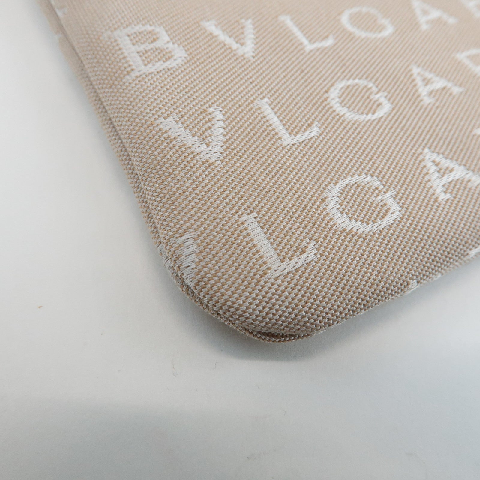 BVLGARI Logo Mania Canvas Leather Shoulder Bag Beige Brown Used