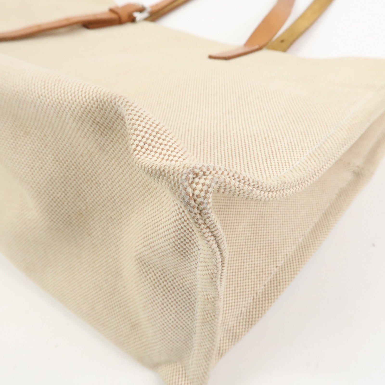 HERMES Etriviere Elan Toile H Leather Tote Bag Natural Brown