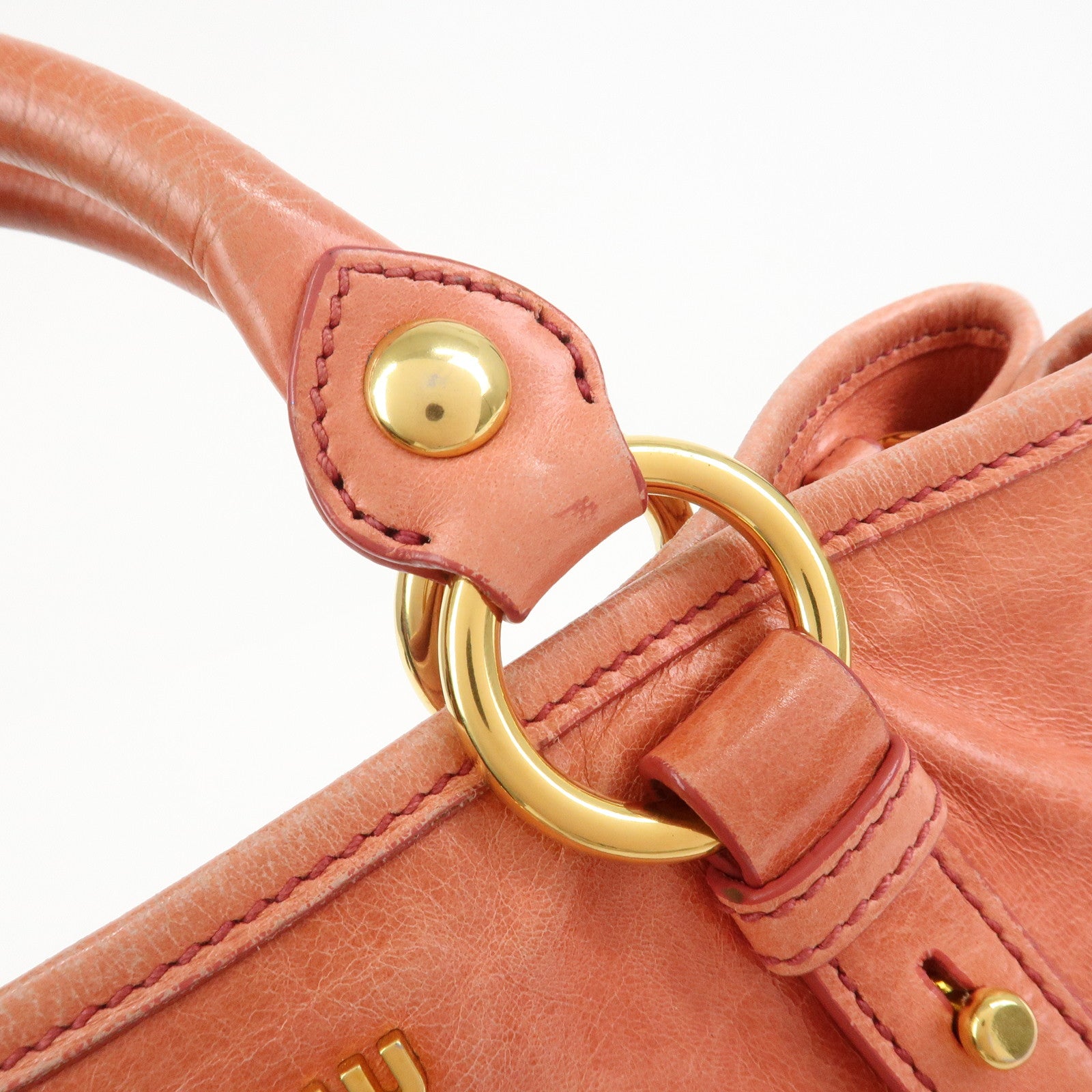 MIU MIU Leather 2Way Bag Hand Bag Shoulder Bag Crossbody Bag Pink