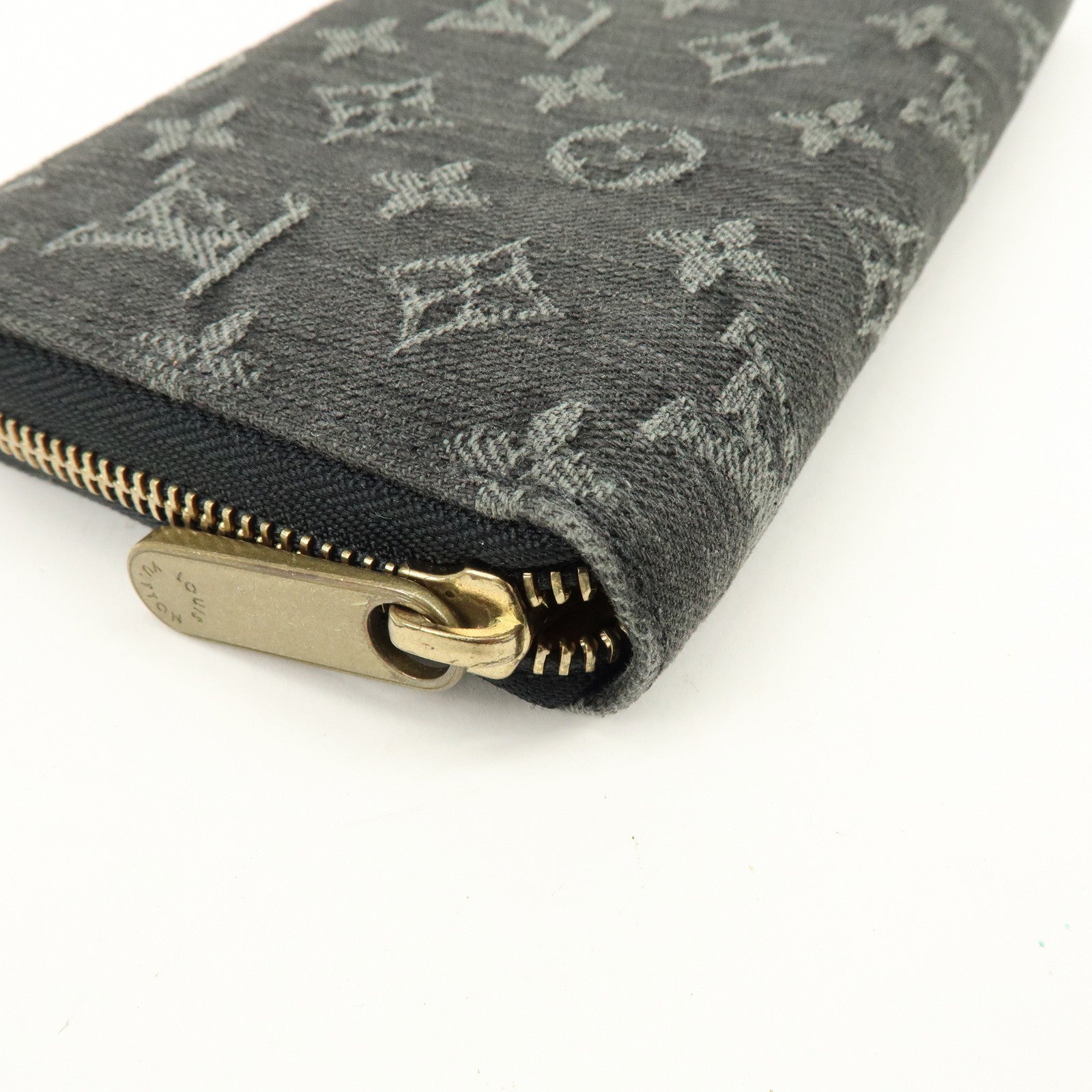 Louis Vuitton Monogram Denim Zippy Long Wallet Noir Black M95614