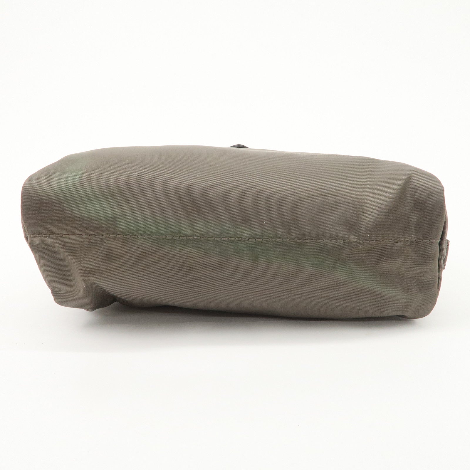 PRADA Set of 2 Leather Nylon Pouch Cosmetic Pouch Gray Khaki Used