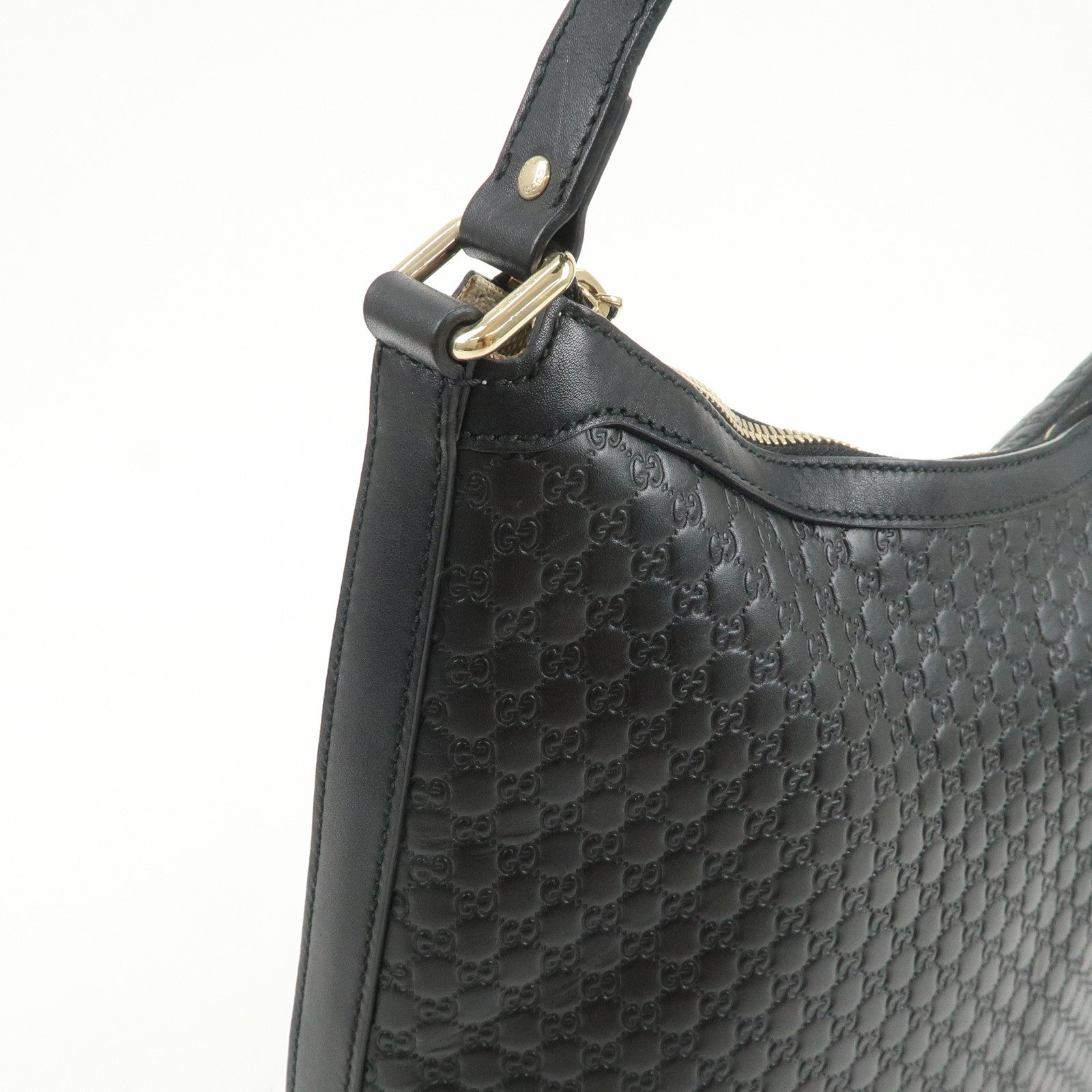 GUCCI Micro Guccissima Leather Shoulder Bag Hand Bag Black 449732