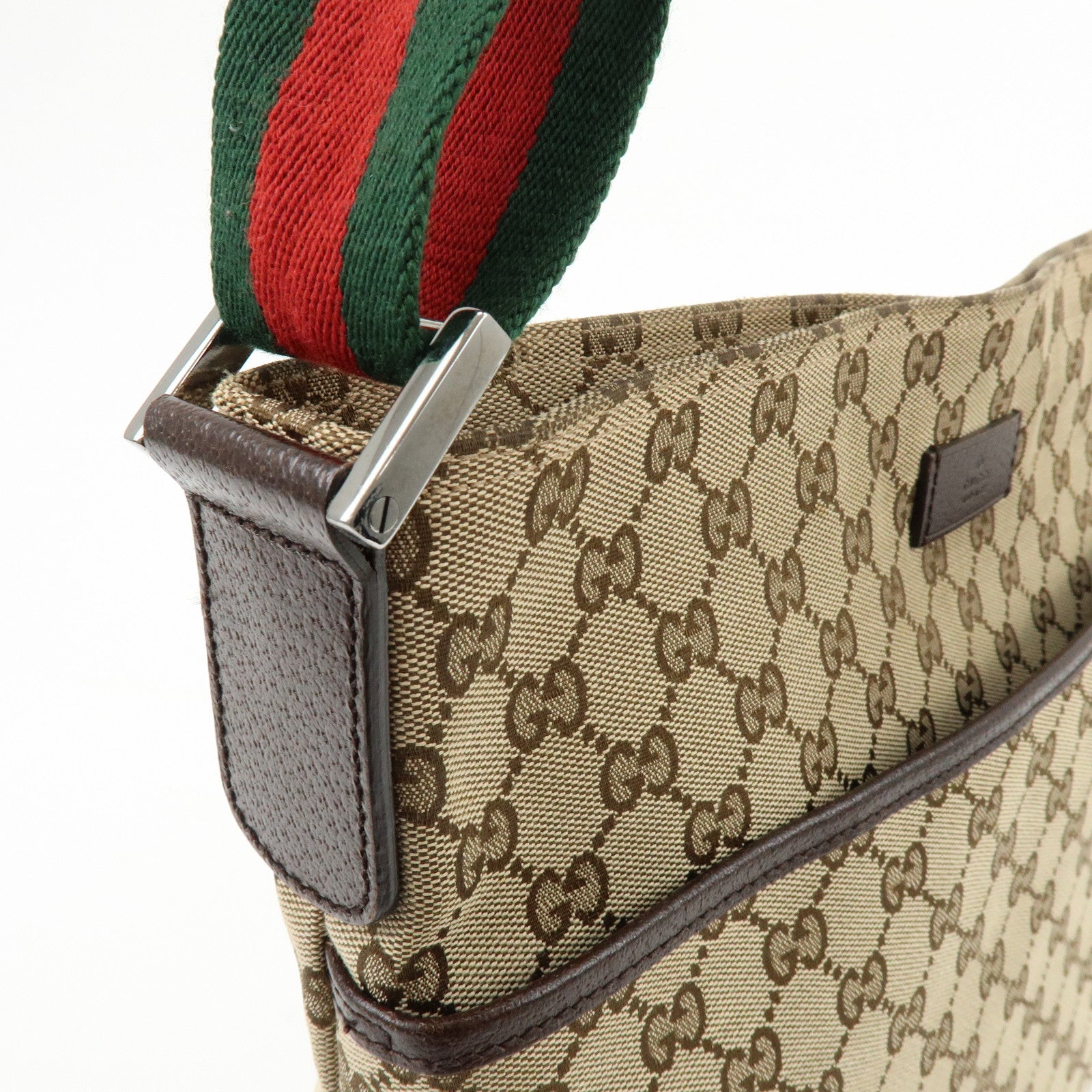 GUCCI Sherry GG Canvas Leather Shoulder Bag Beige Brown 189751