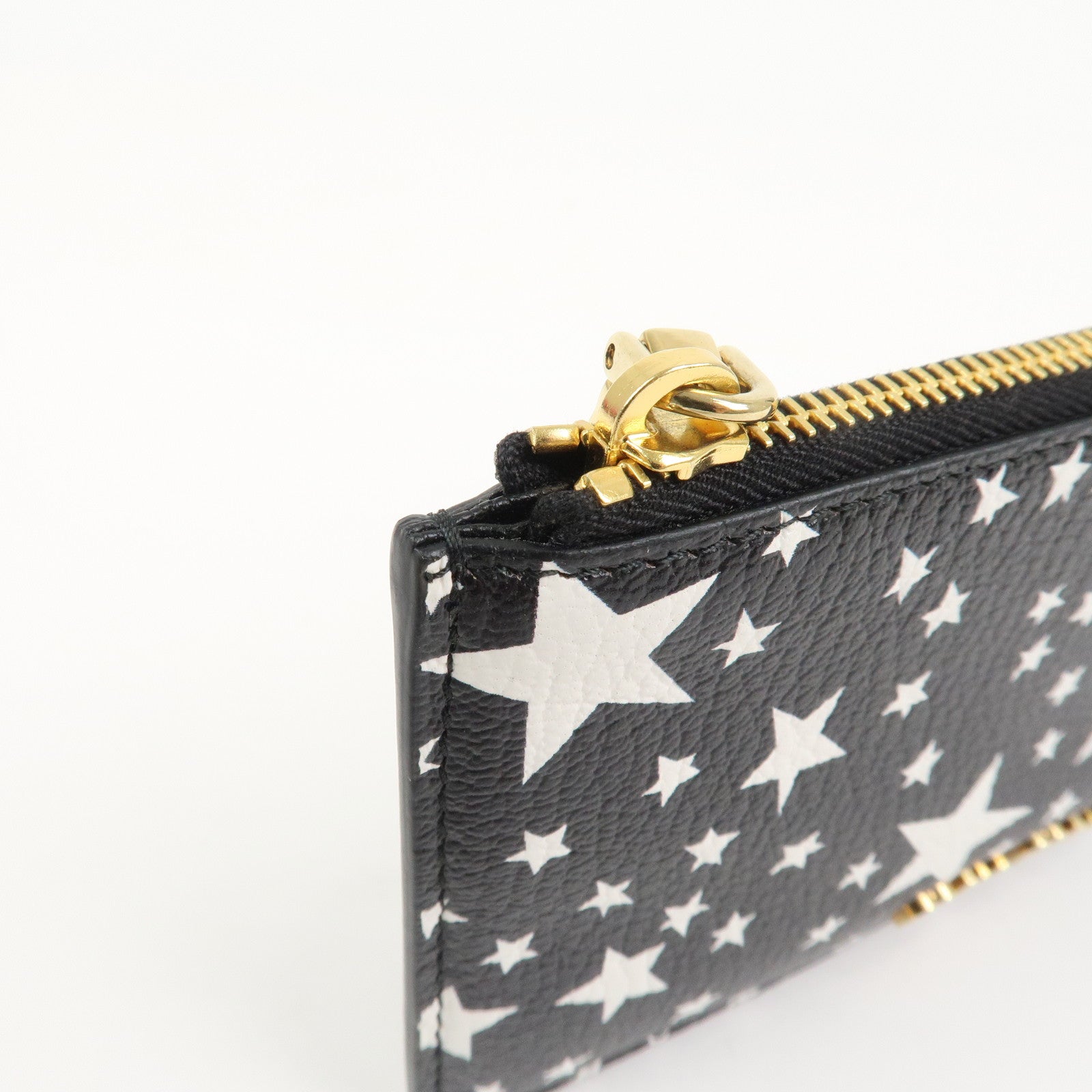 MIU MIU Leather Card Case Star Print Black 5MB006