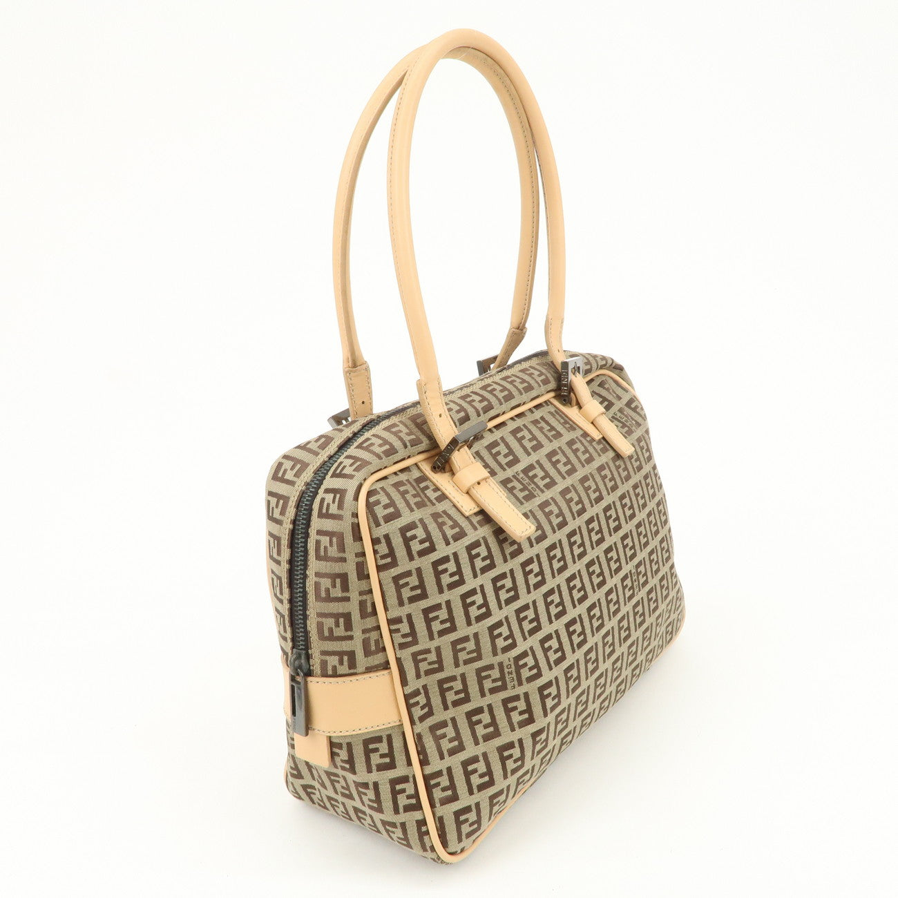 FENDI Zucchino Canvas Hand Bag Shoulder Bag Brown 8BN005