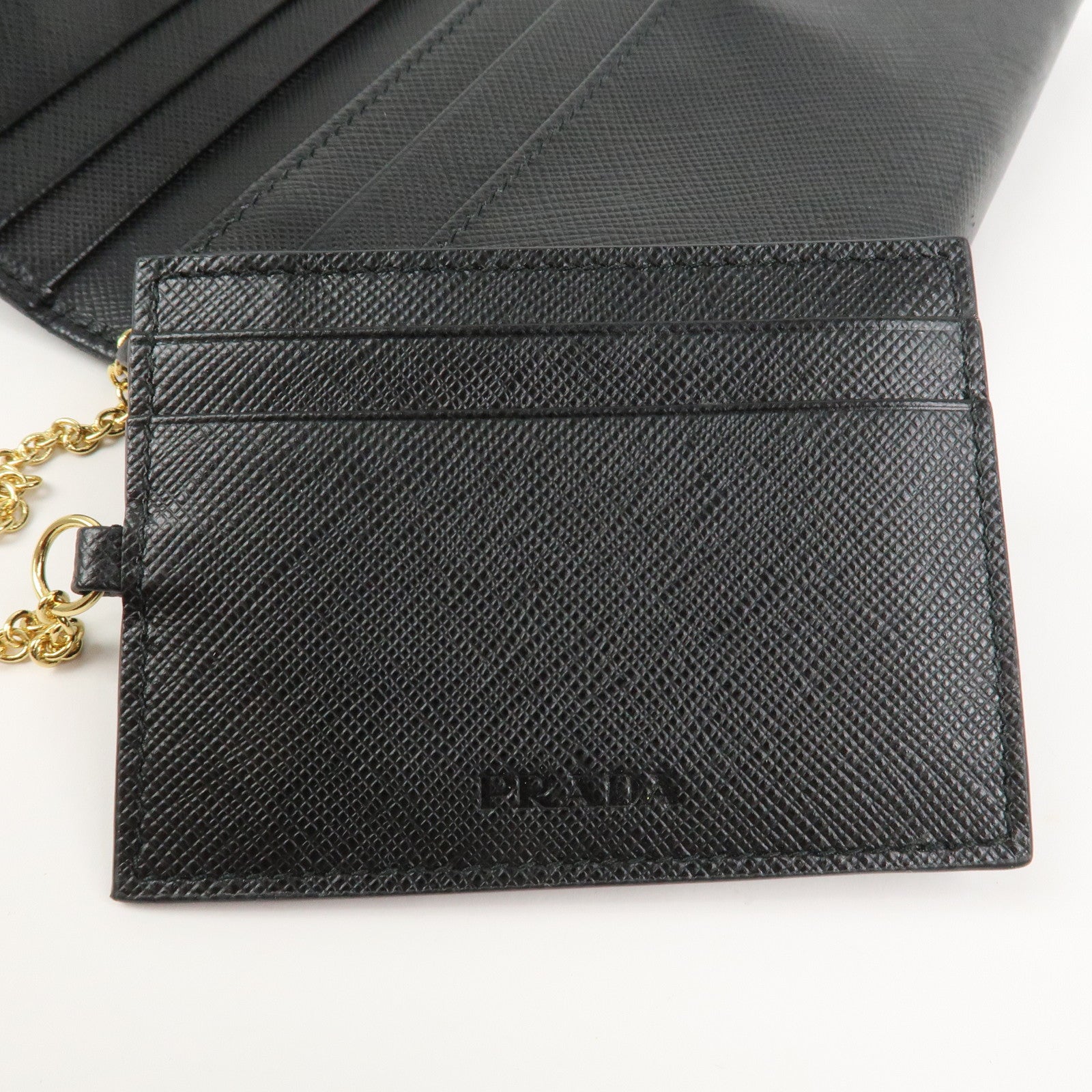 PRADA Logo Saffiano Leather Flap Bi-Fold Long Wallet Black 1MH132