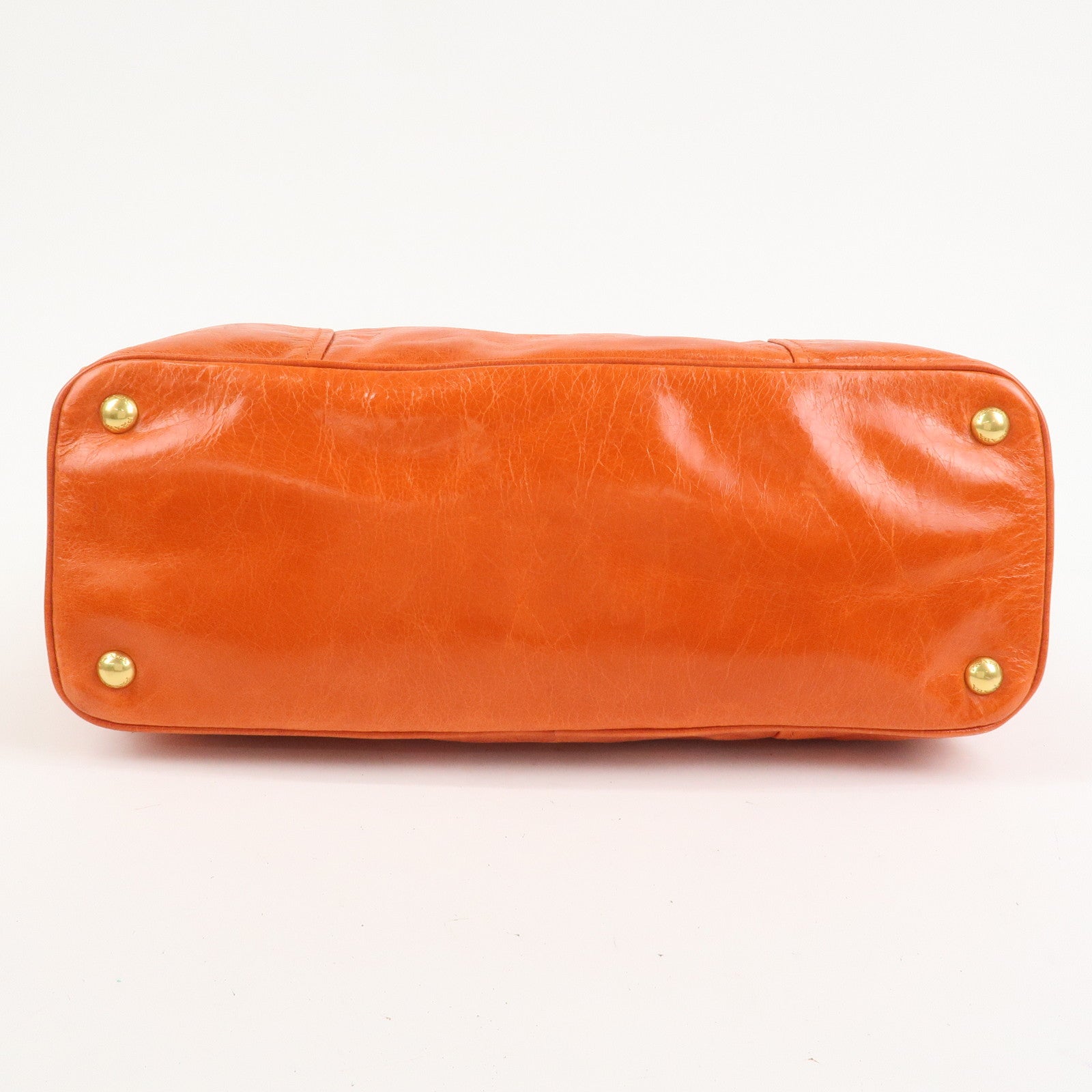 PRADA Logo Leather 2Way Bag Hand Bag Shoulder Bag Orange BN2326