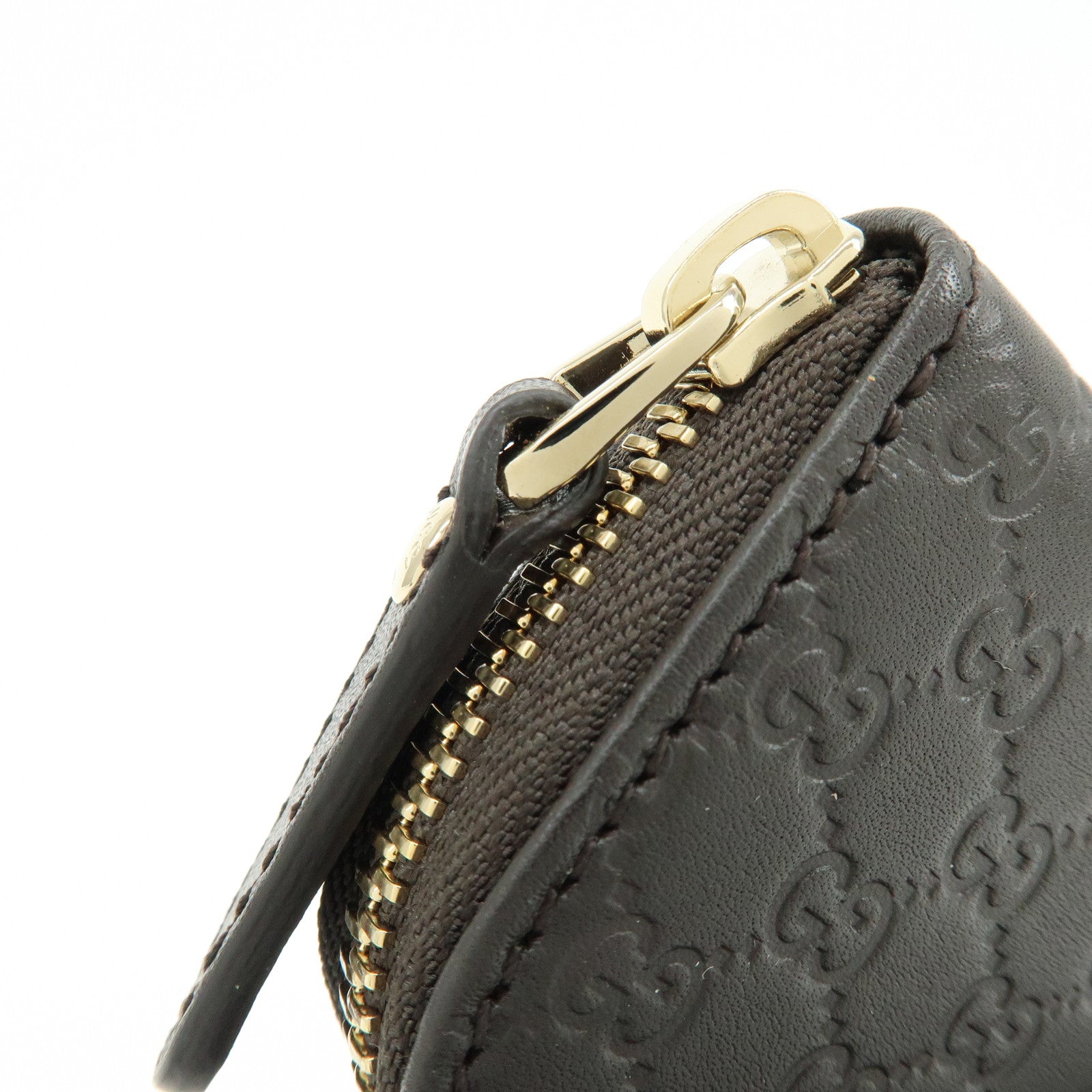 GUCCI Micro Guccissima Leather Coin Case Purse Dark Brown 449896