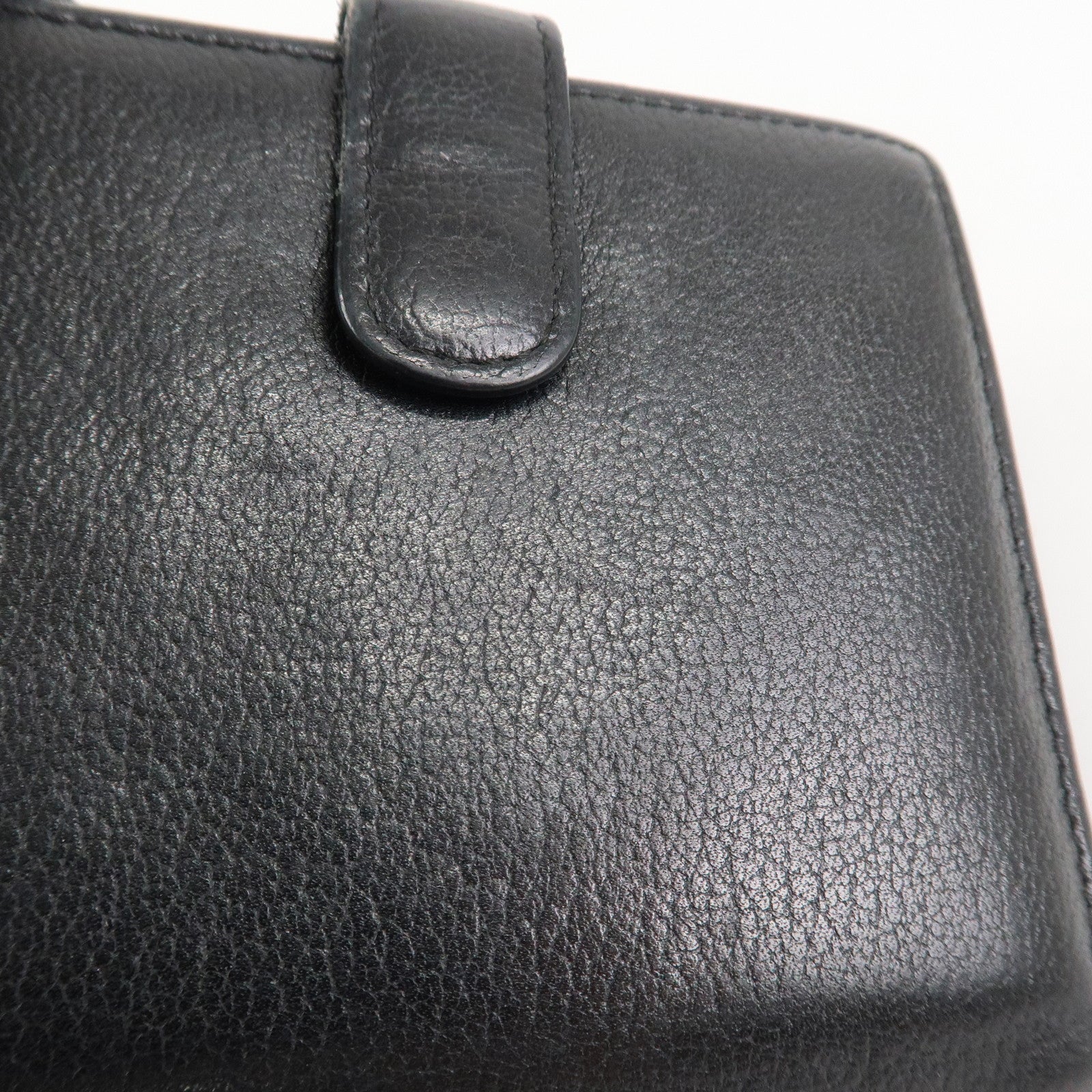 CHANEL COCO Mark Camelia Leather Bi-fold Compact Wallet Black