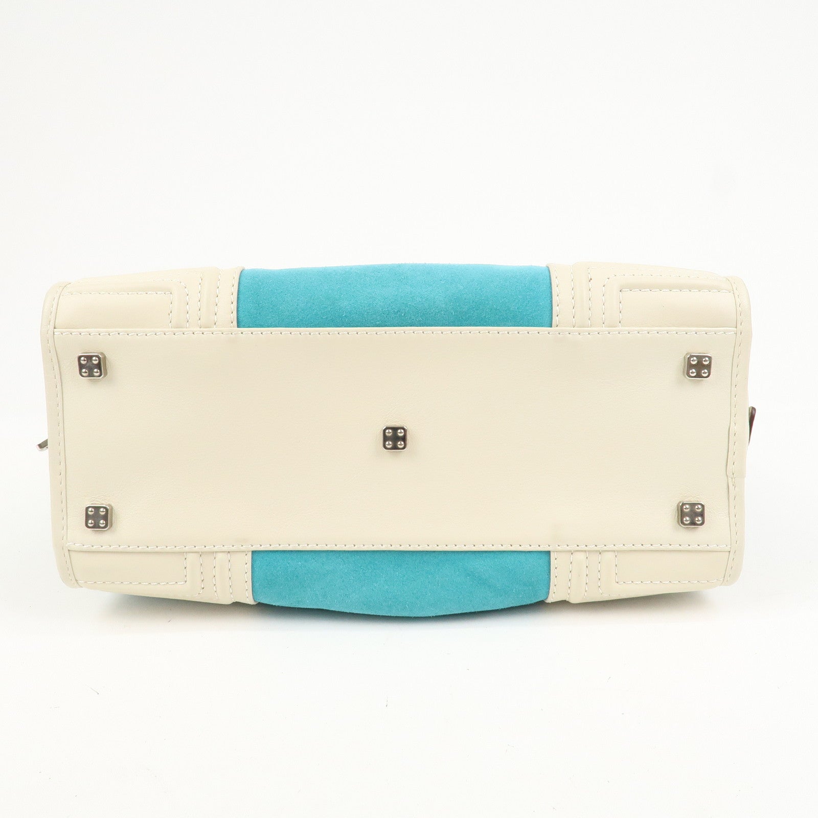 LOEWE Anagram Suede Leather Amazona 28 Hand Bag Blue White