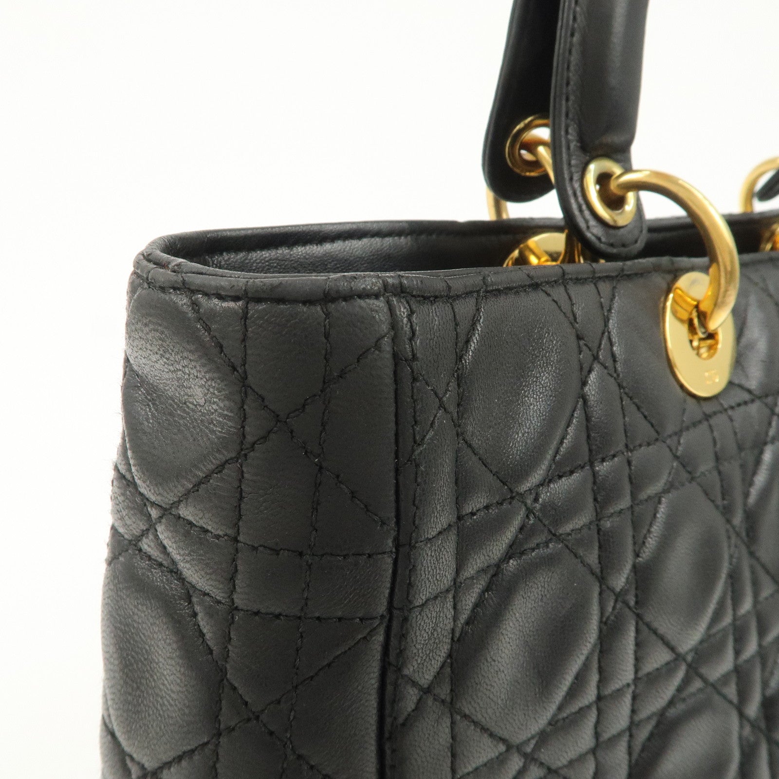 Christian Dior Canage Lady Dior Leather Large Hand Bag Tote Bag