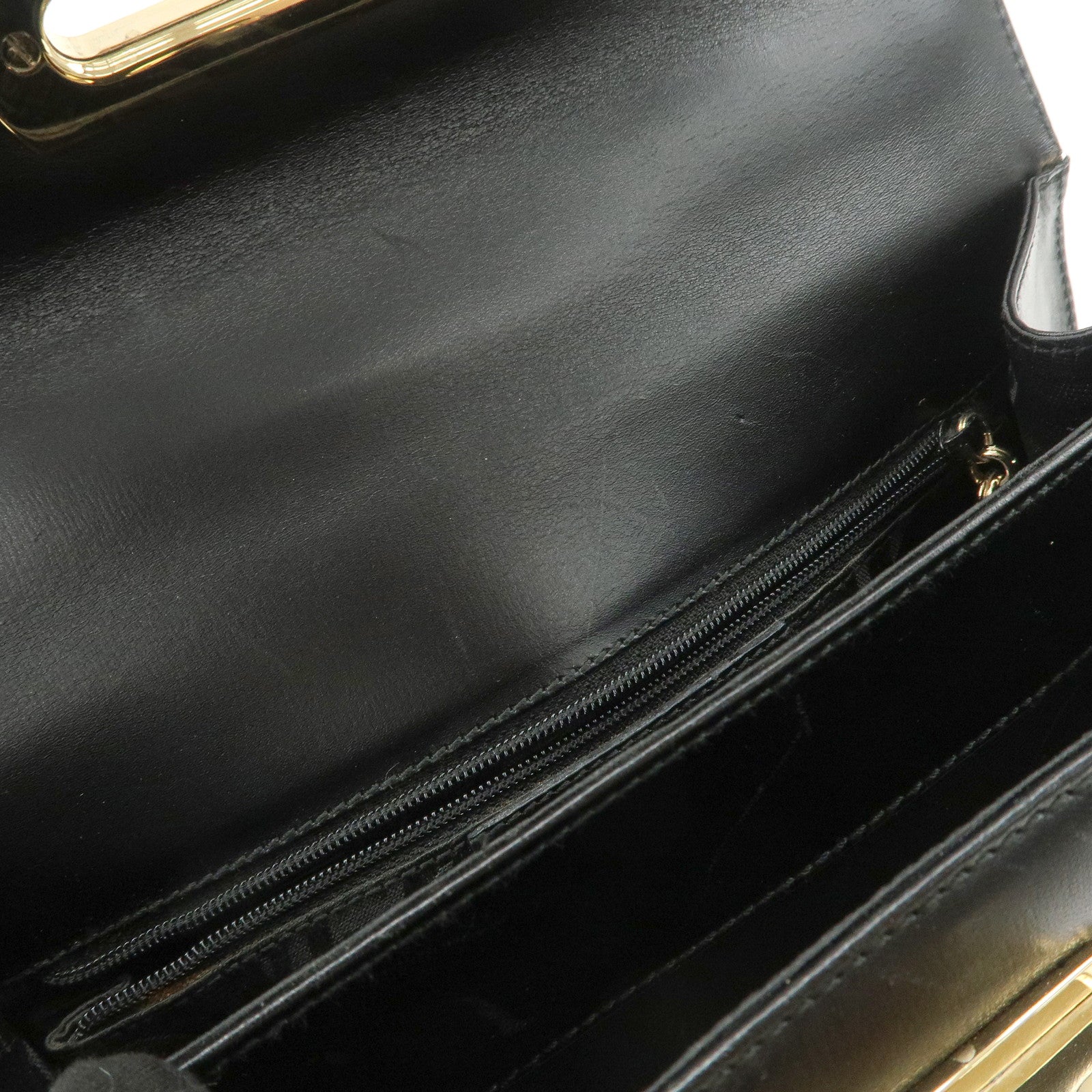 Ferragamo Gancini Leather 2Way Bag Hand Bag Shoulder Bag Black