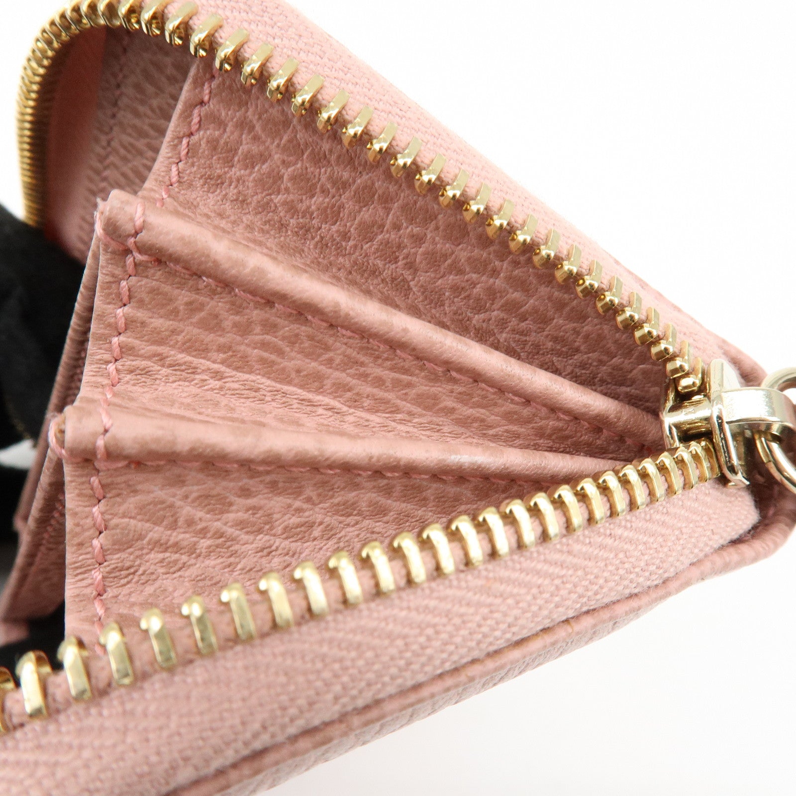 GUCCI Swing Leather Coin Case Compact Wallet Pink 368877