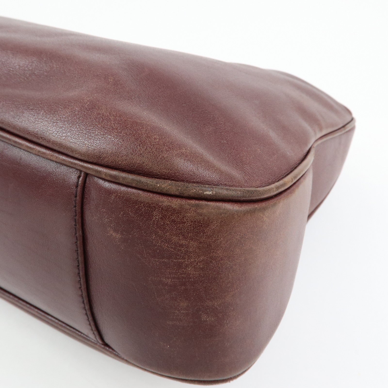 GUCCI Bamboo Leather 2Way Bag Hand Shoulder Bag Bordeaux 001・1577