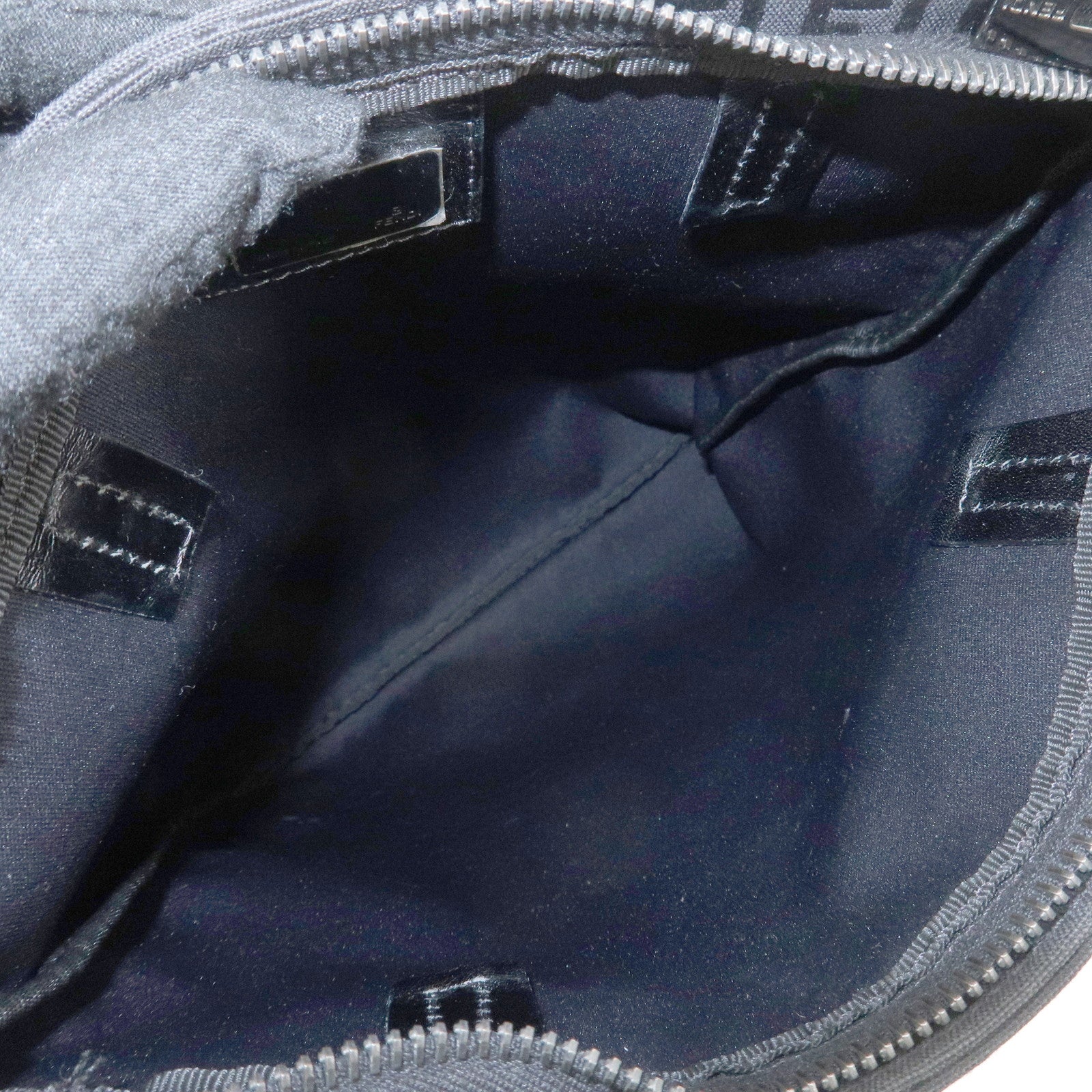 FENDI Zucchino Canvas Leather Tote Bag Hand Bag Black 8BH050