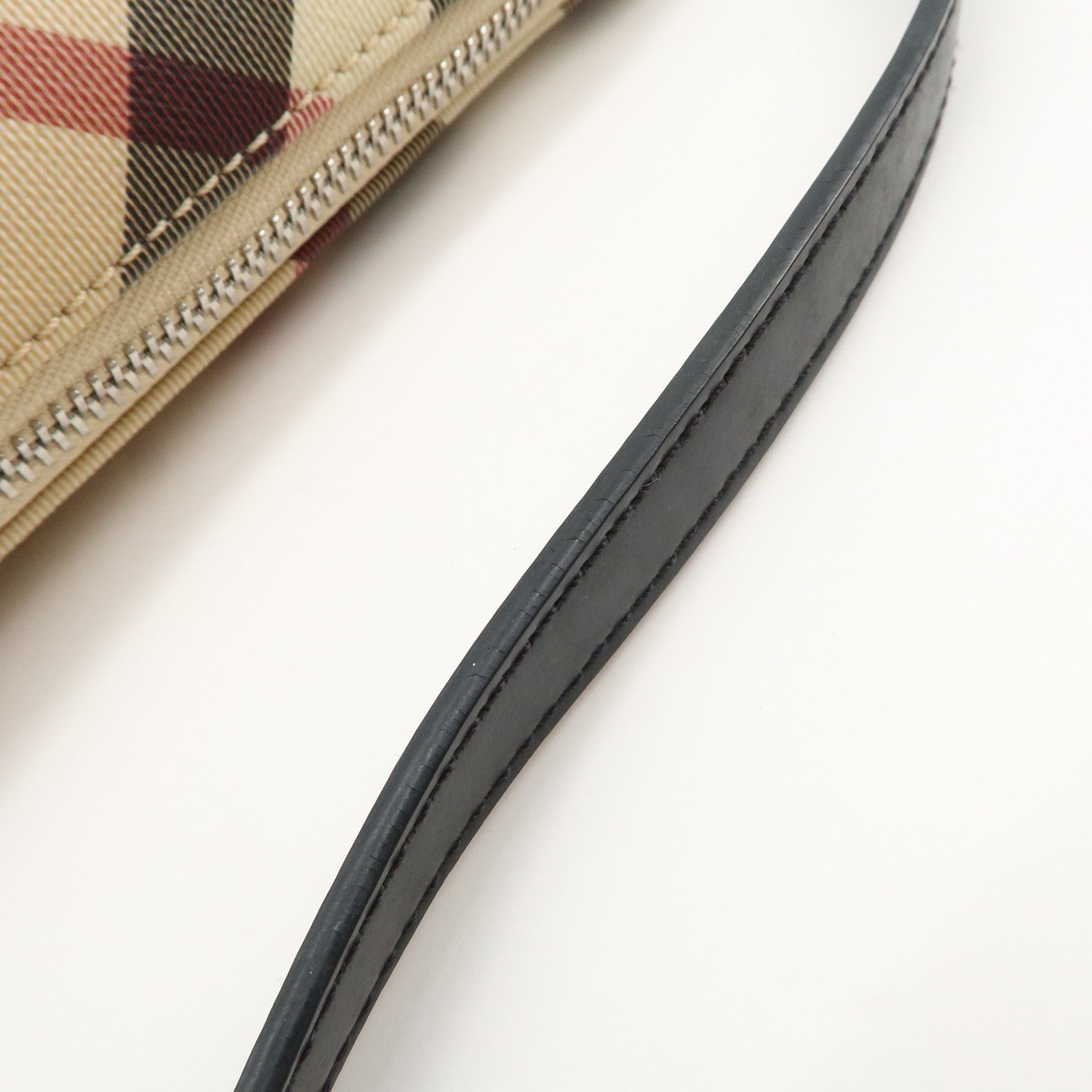 BURBERRY Leather PVC Boat Bag Hand Bag Shoulder Bag Nova Plaid Black Used