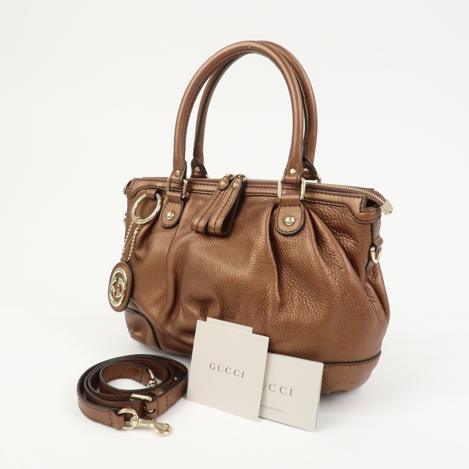 GUCCI Interlocking G Leather 2Way Bag Shoulder Bag Hand Bag 247902